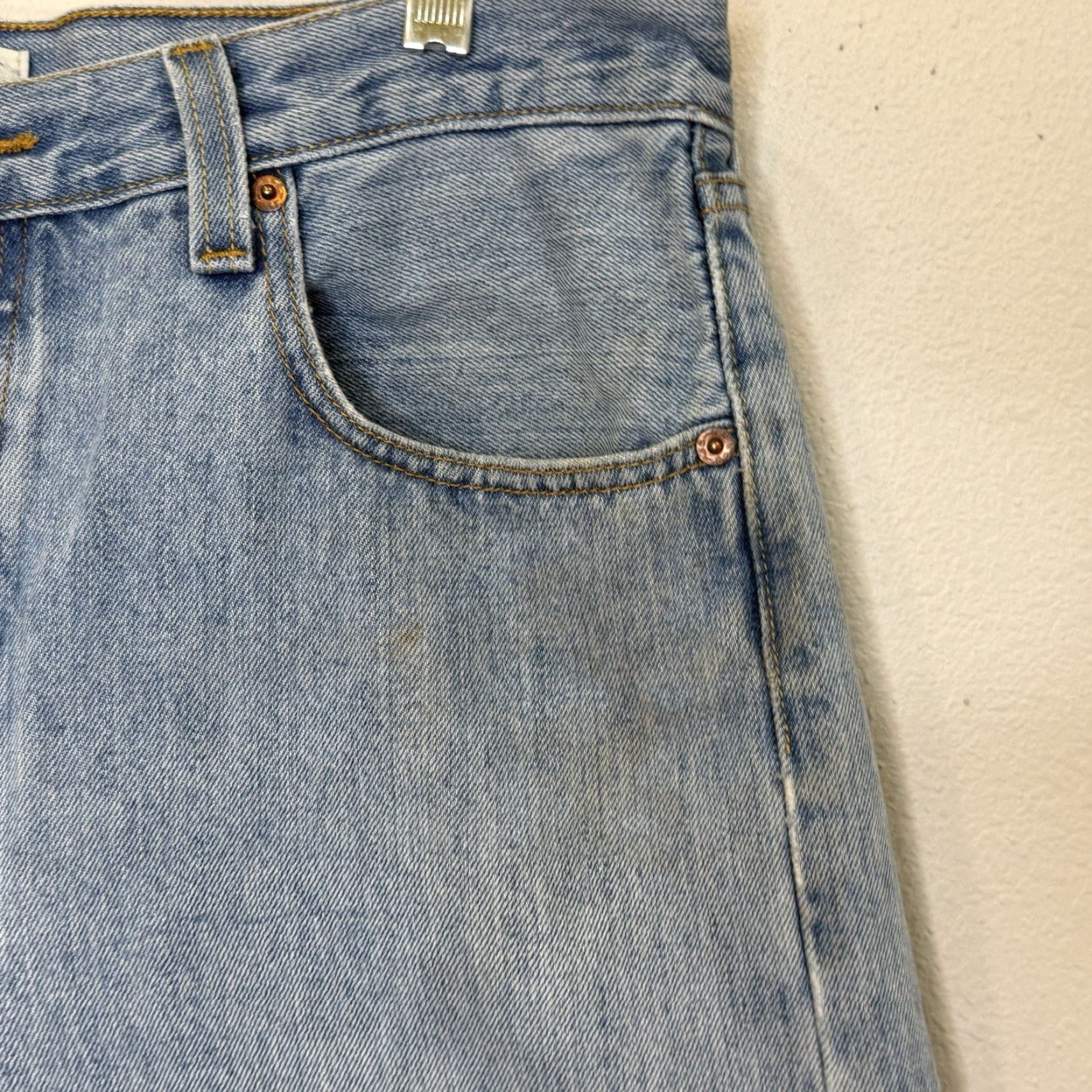 Levi's Levi's 501 Jeans Mens Sz 34x30 Light Wash Red Tab Button Fly Straight Leg 5-Pocket Denim Cotton Size US 34 / EU 50 - 2 Thumbnail