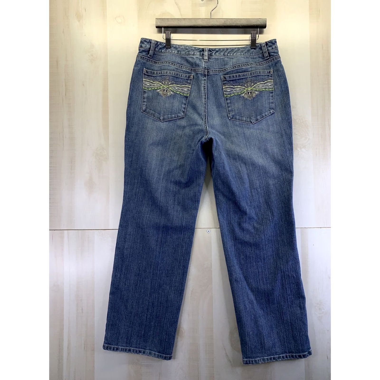 Talbots Talbots Petites Stretch Embroidered Denim Jeans Womens Size 12P Blue Cotton Blend Straight - Mens? Size 34" / US 12 / IT 48 - 5 Thumbnail