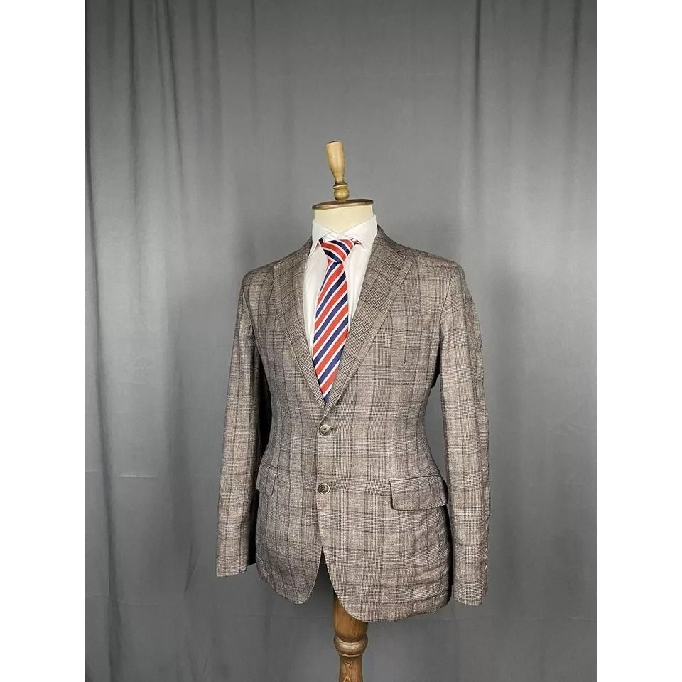 Hackett MINT! Hackett Men's Brown Wool Silk Linen Blazer Sportcoat J Size 52R - 2 Thumbnail