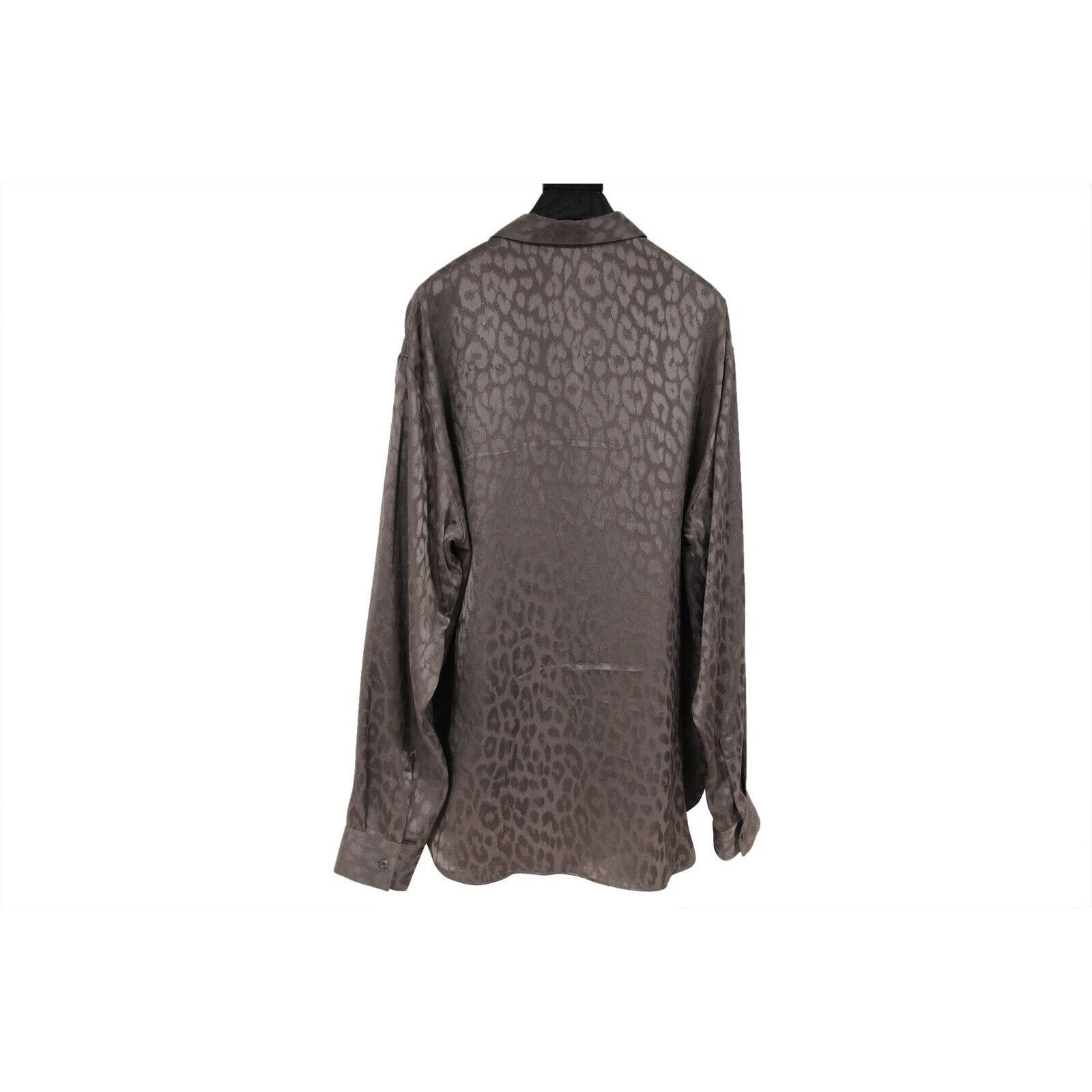 Dior Leopard Print Satin Button Down Shirt 41 / 16 Grey Size US M / EU 48-50 / 2 - 2 Thumbnail