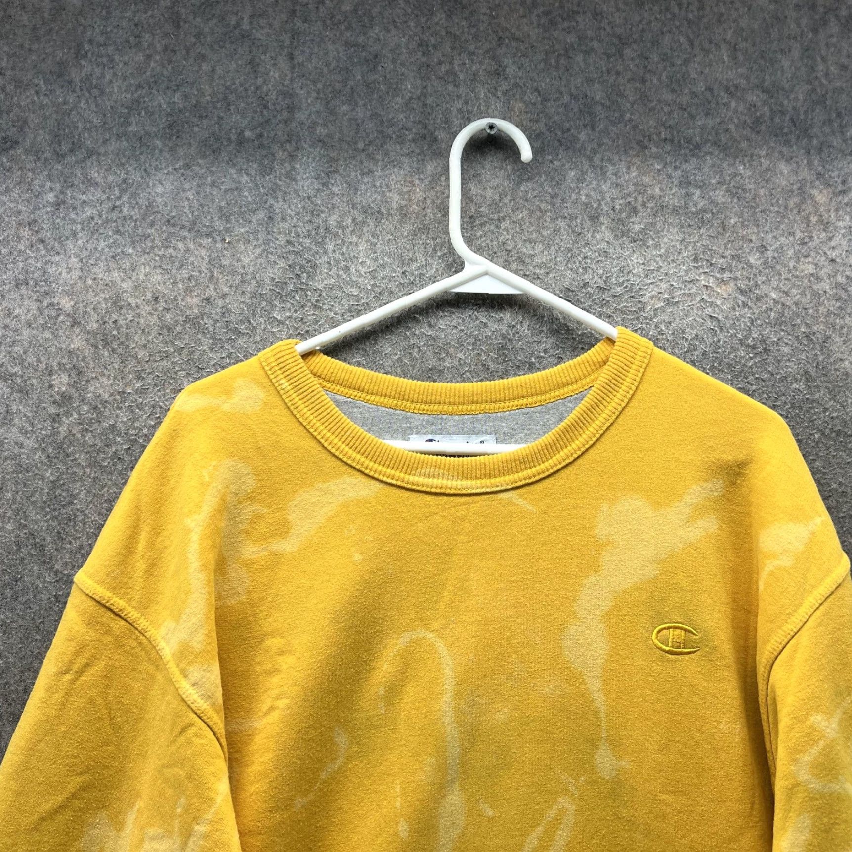 Champion Champion Sweatshirt Mens XL Yellow Bleach Dye Crewneck Pullover Fleece Logo Vintage Size US XL / EU 56 / 4 - 4 Thumbnail