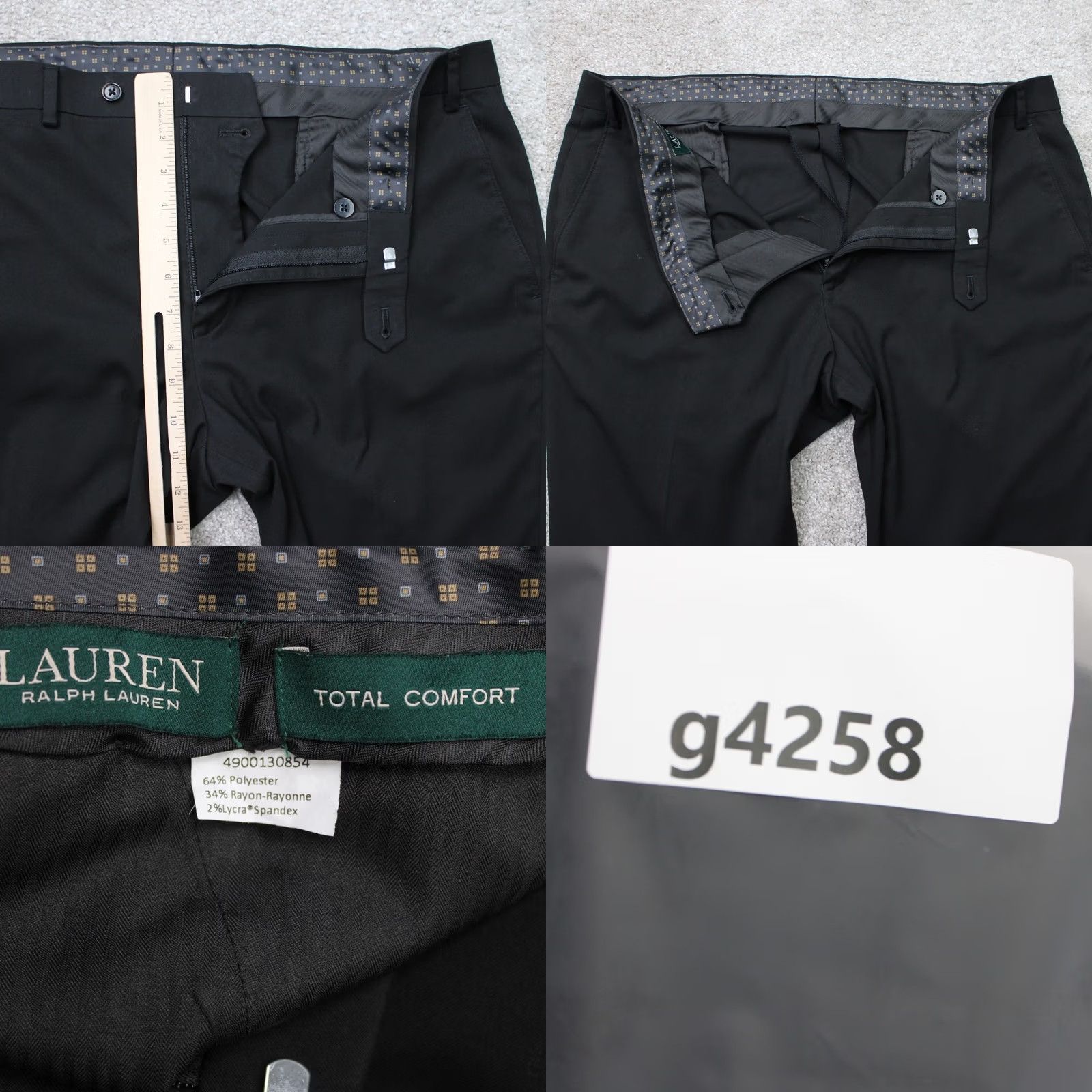 Ralph Lauren LAUREN Ralph Lauren Pants Mens 38x30 Black Flat Front Polyester/Rayon Stretch Dress Pants Regular Men Side Pocket Zipper Button CKV Size US 38 / EU 54 - 8 Thumbnail