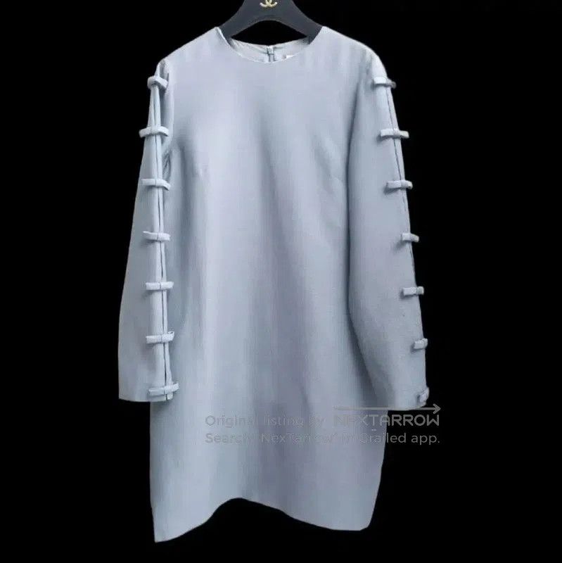 Valentino Valentino Blue-Grey Wool Long Sleeve Dress . Size M / US 6-8 / IT 42-44 - 1 Thumbnail