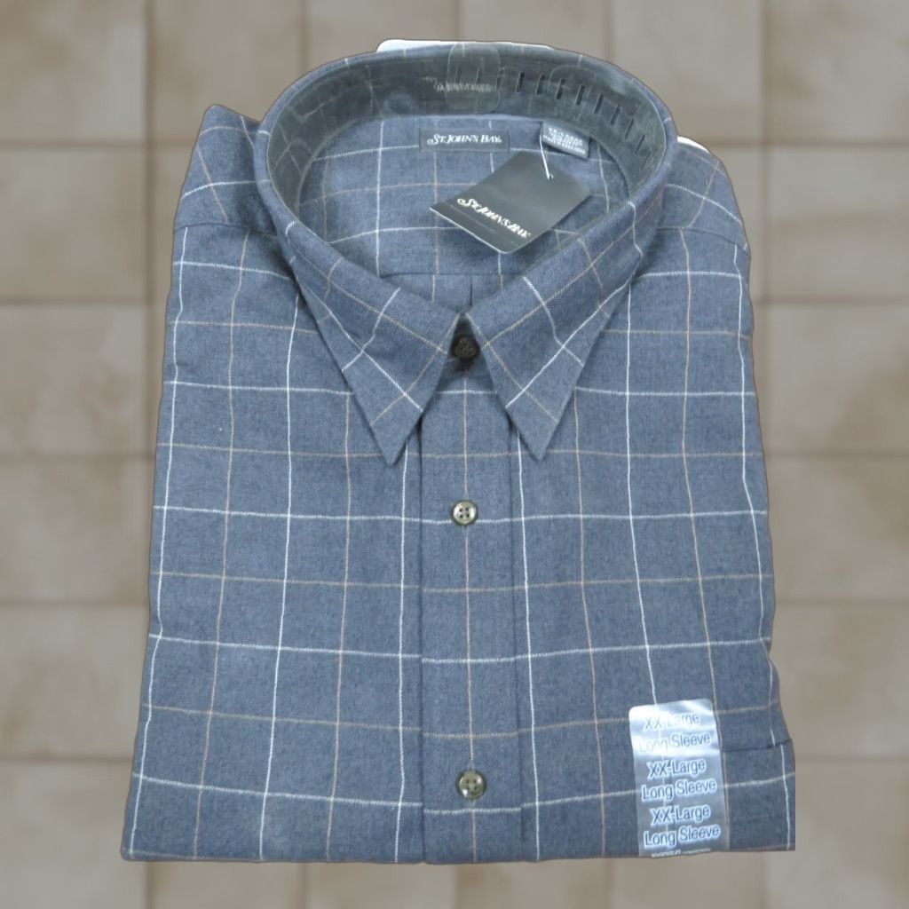 Vintage NWT St. John's Bay Button-Down Dress Shirt Long Sleeve 2XL Blue Stripe Mens Regular Cotton Button-Up Shirt Size US XXL / EU 58 / 5 - 1 Thumbnail