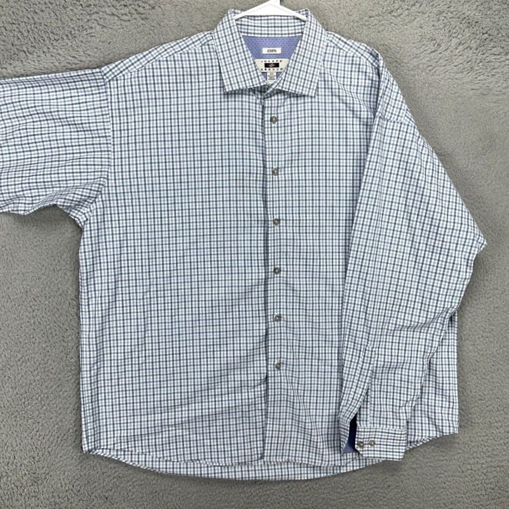 Joseph Abboud Joseph Abboud Button-Up Shirt Adult 2X Big Blue Plaid Classic Fit Mens Size US XXL / EU 58 / 5 - 2 Thumbnail