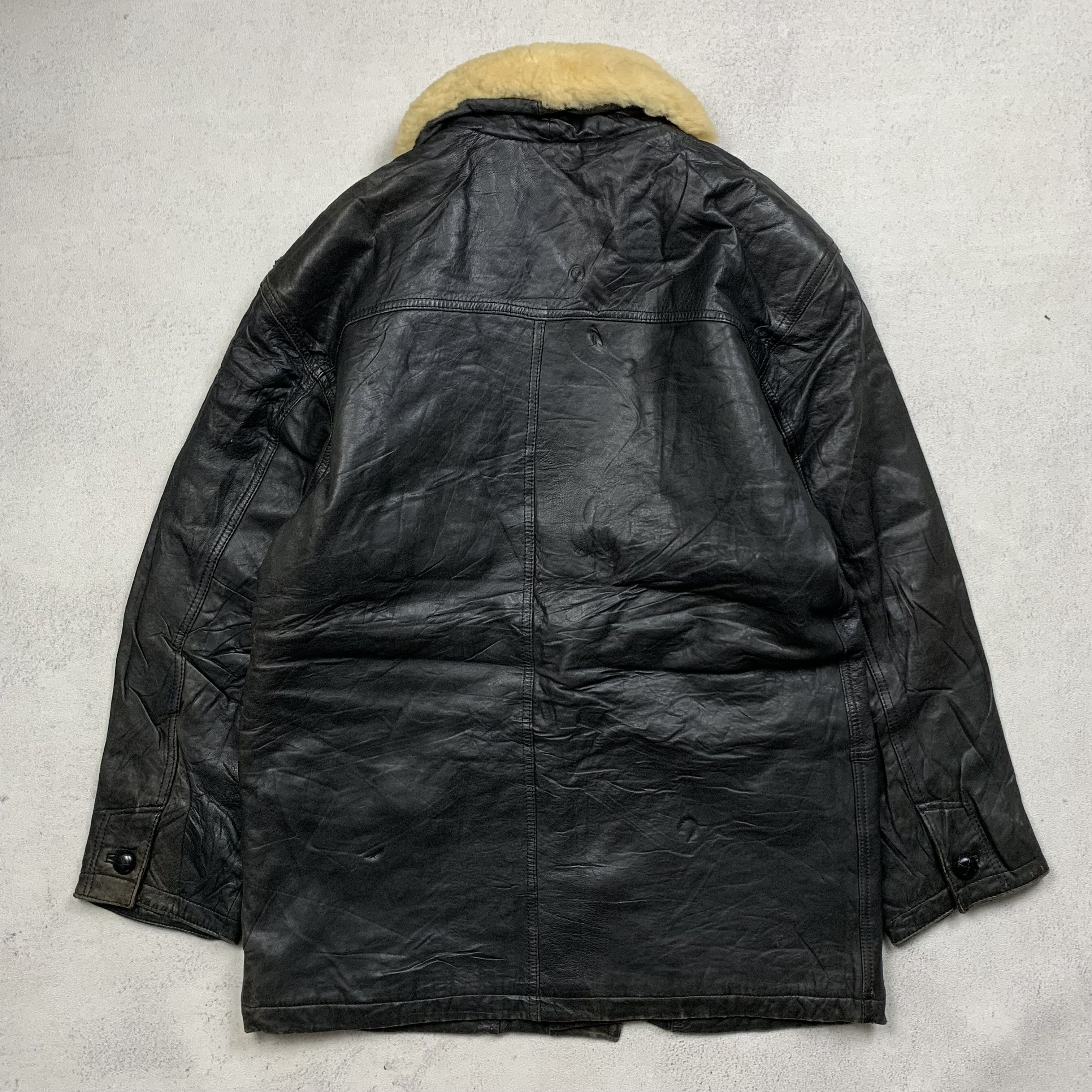 Genuine Leather COMODORE Leather Jacket Rare design with sherpa Size US L / EU 52-54 / 3 - 2 Thumbnail