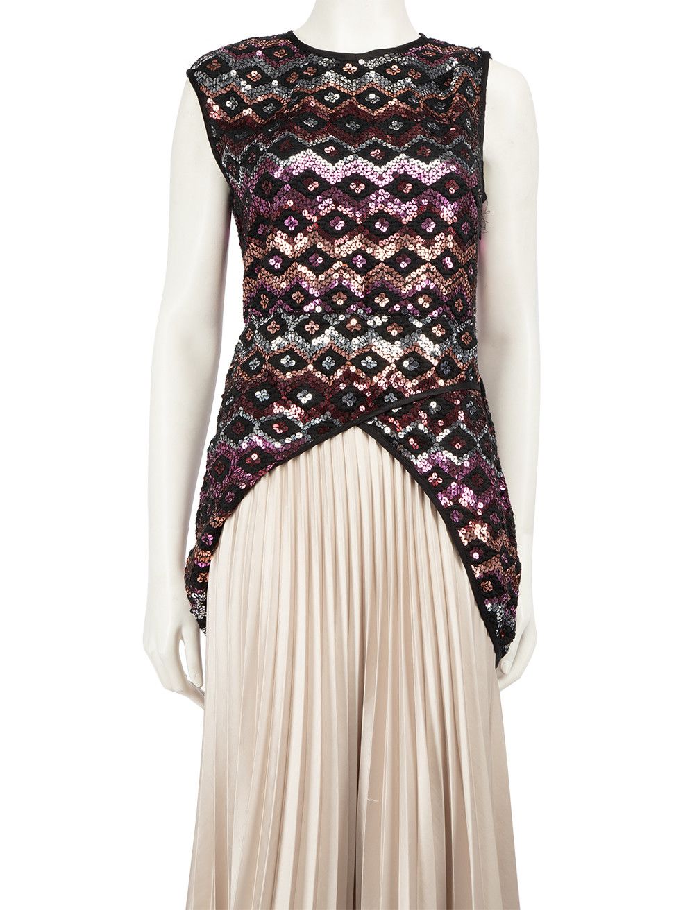 image of Dries Van Noten Sequinned Pattern High Low Top, Women's (Size XS)