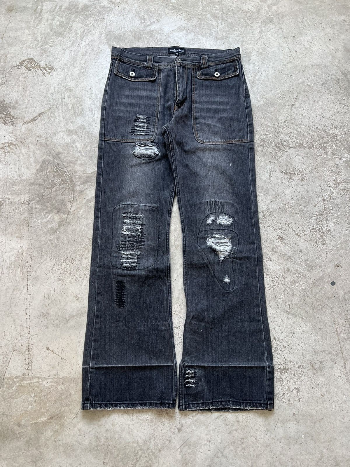 Japanese Brand Vintage Freebeat Diag Flared Pants Size US 33 - 3 Thumbnail