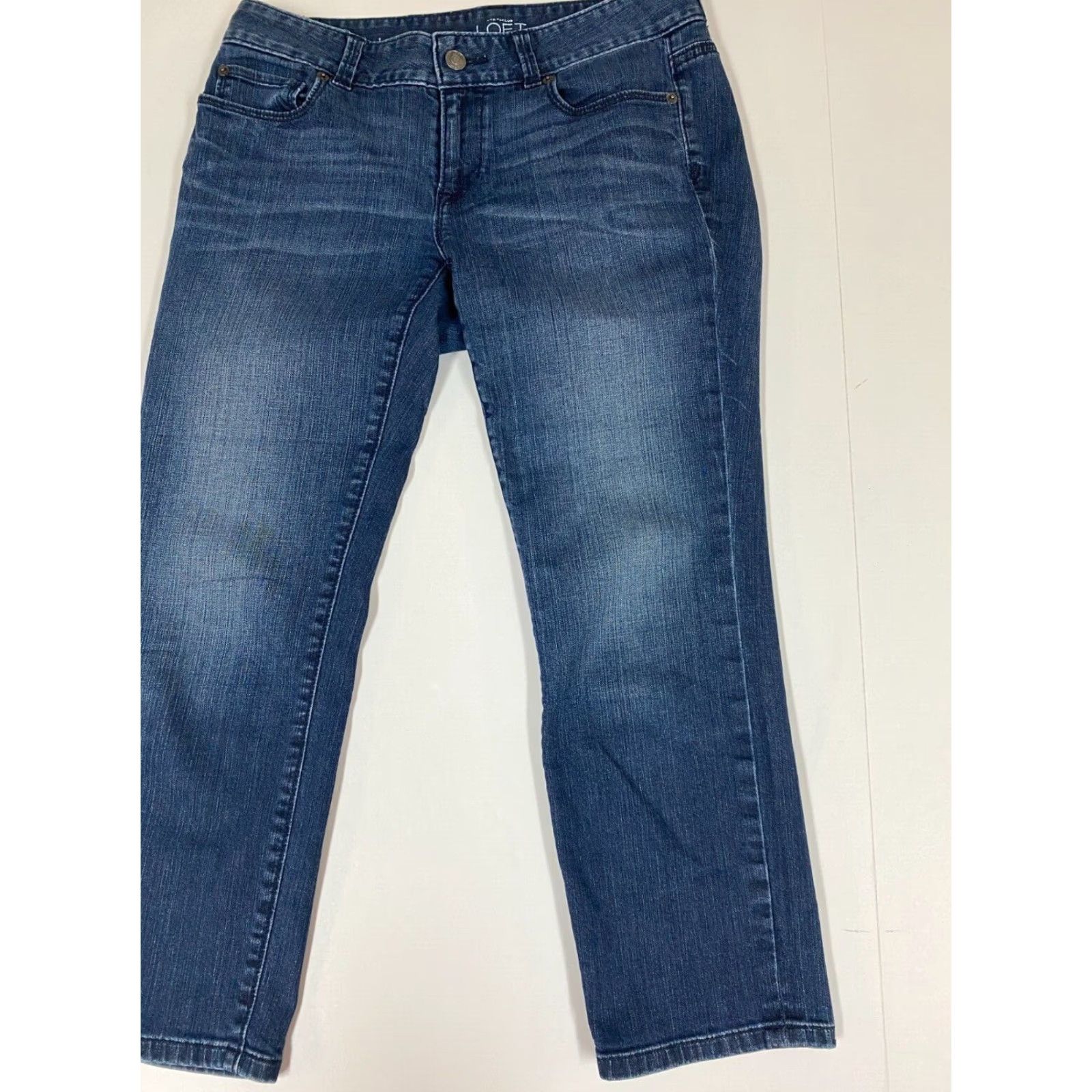 Loft LOFT Jeans Crop 2 Blue Denim Women Regular Cotton Blend Zip Inseam 23 in Zipper Solid Modern Size 26" / US 2 / IT 38 - 7 Thumbnail