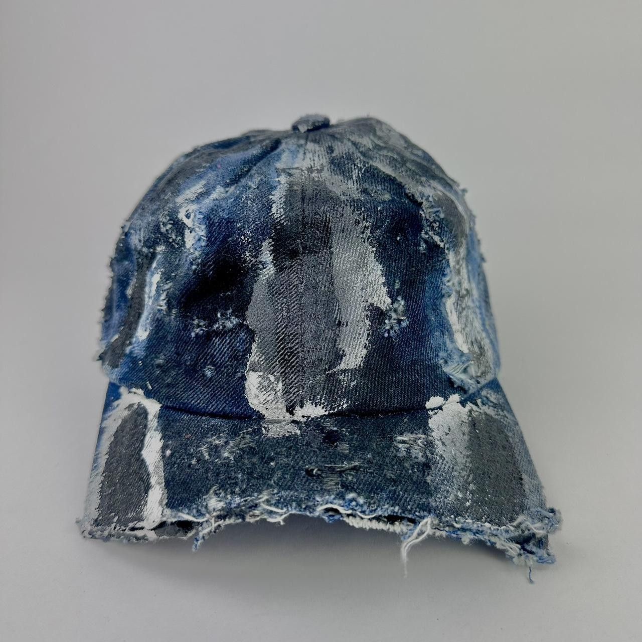 Other ASTROBOI* Black & Blue Distressed Denim Half Visor Hat Size ONE SIZE - 1 Thumbnail