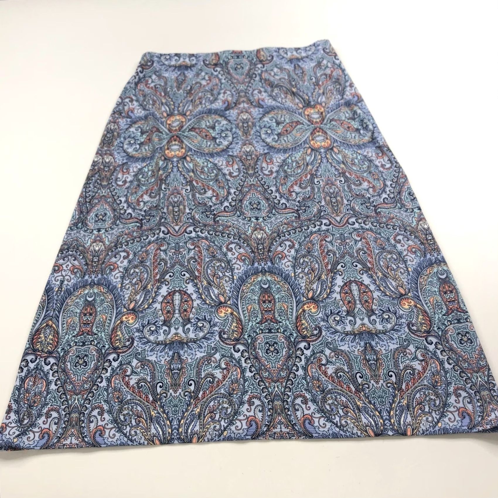 J. Jill J.Jill SP Petite Rayon Pull On Midi Skirt All Over Print Geo MINT Geometric Pattern Casual Womens Midi Skirt, Blue, PS, Pull On, 30 In Fits 5.25 Size 28" / US 6 / IT 42 - 5 Thumbnail