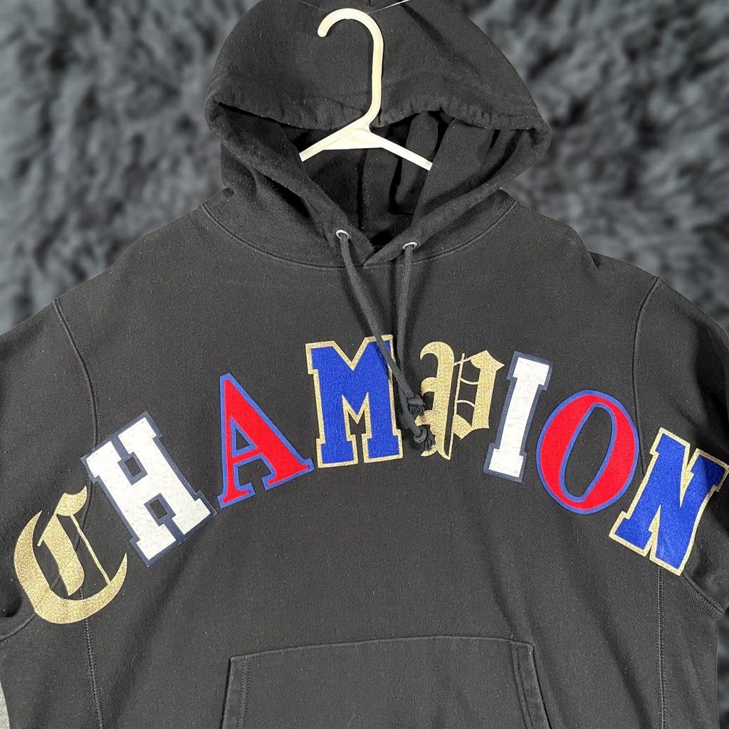 Champion Champion Hoodie Mens XL Black Reverse Weave CHAMPION Spellout Graphic Pullover Size US XL / EU 56 / 4 - 1 Thumbnail