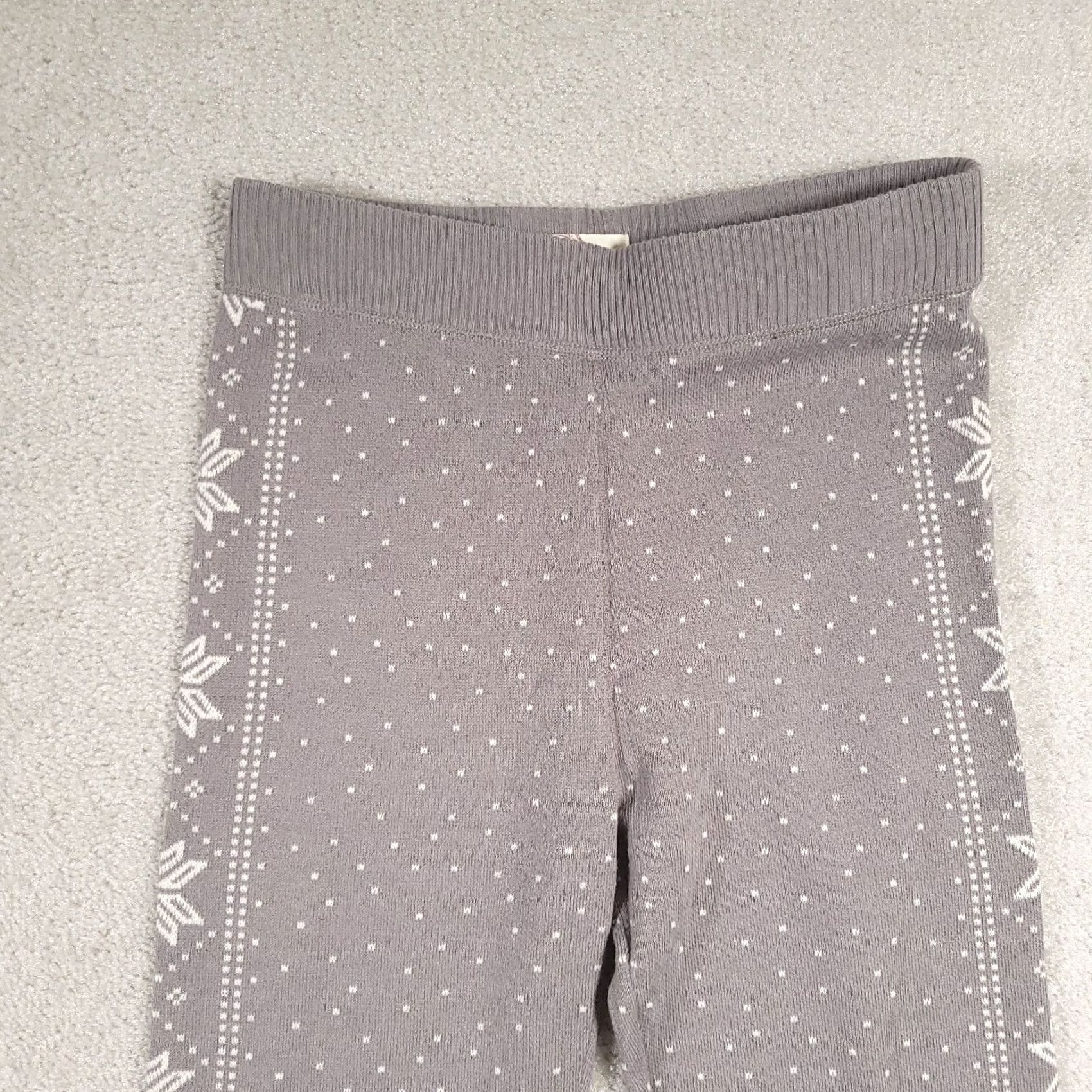 Vintage SO Leggings Women's Medium Gray Pull-On Knit Snowflake Print Warm Size 32" / US 10 / IT 46 - 3 Thumbnail