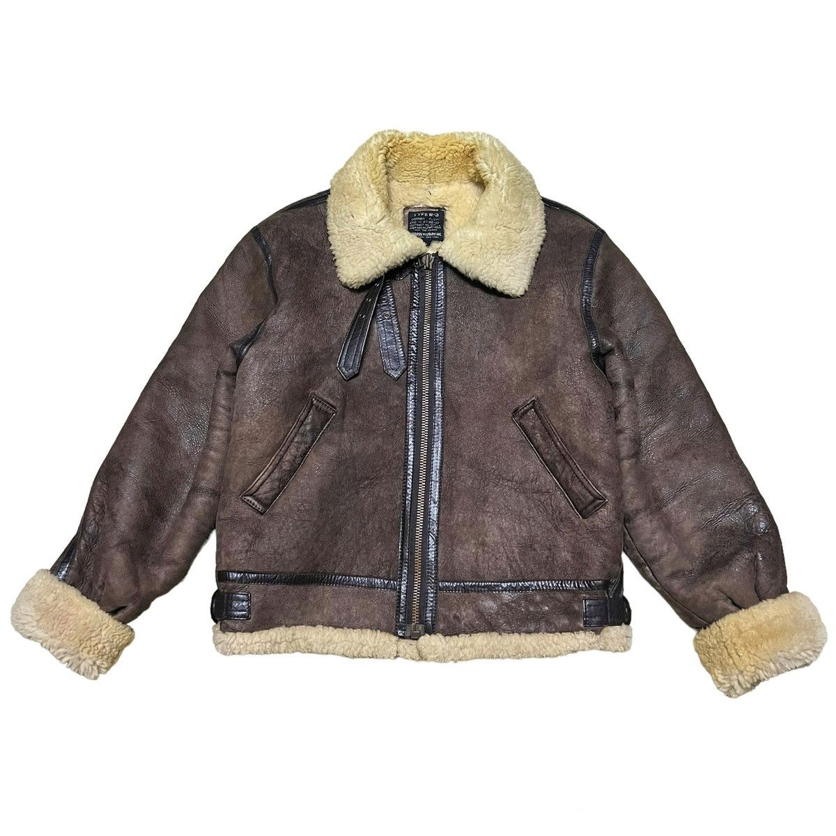 Vtg Type B-3 Sherpa Leather Jacket American military wear