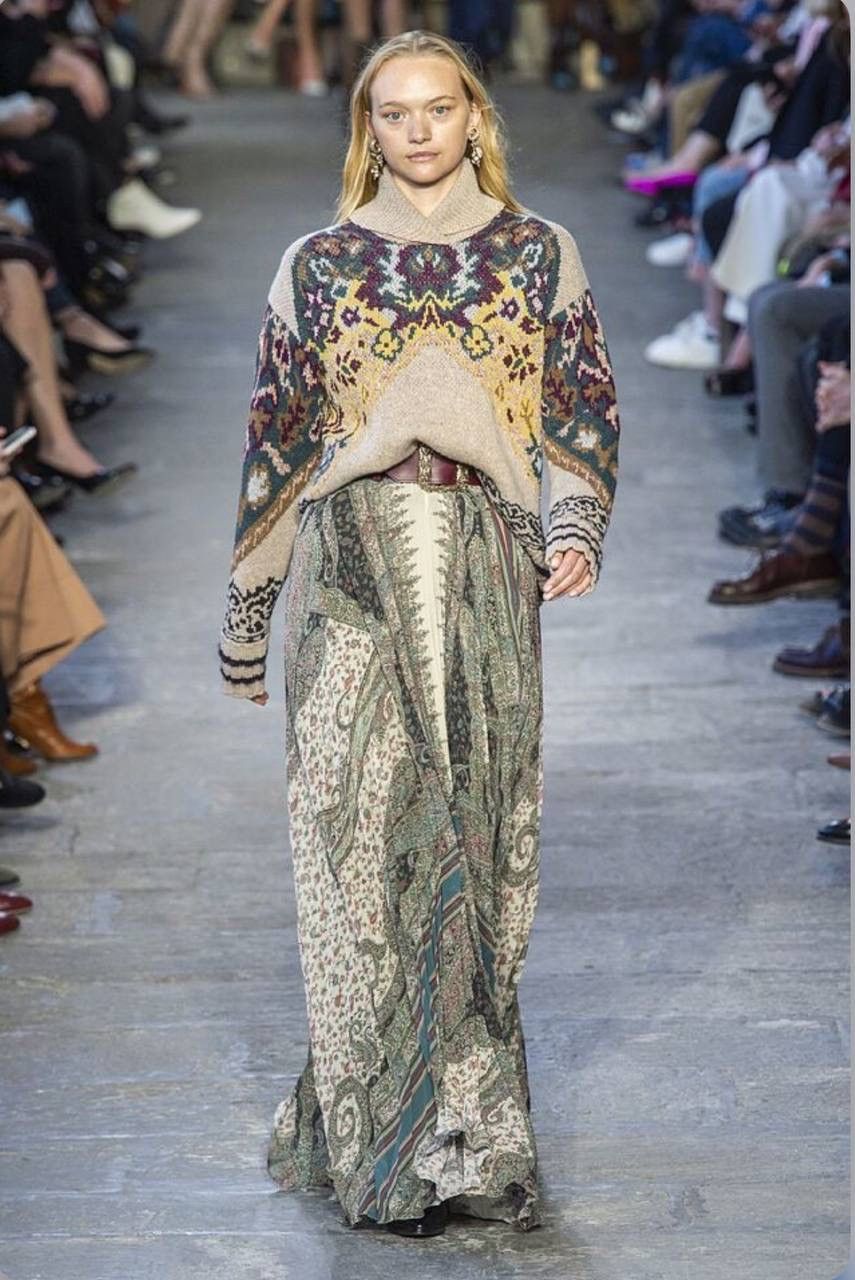 Etro × Vintage Vintage ETRO Jacquard Knit Floral Sweater Fashion Week 2019 Size M / US 6-8 / IT 42-44 - 3 Thumbnail