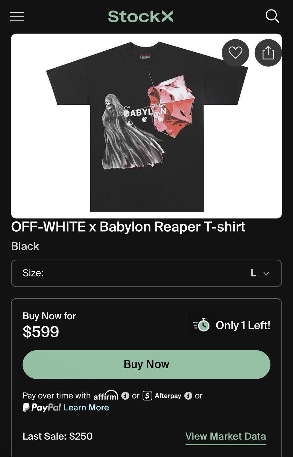 Babylon × Off-White Off-White x Babylon Reaper T-shirt Black Size US L / EU 52-54 / 3 - 6 Thumbnail