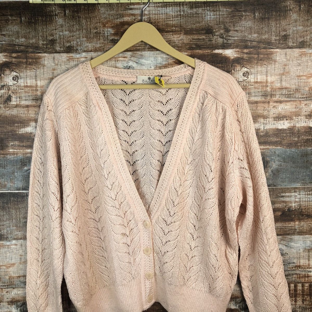 Japanese Brand Japanese Brand Pink vintage crochet Cardigan Knitwear #A1869 Size L / US 10 / IT 46 - 5 Thumbnail