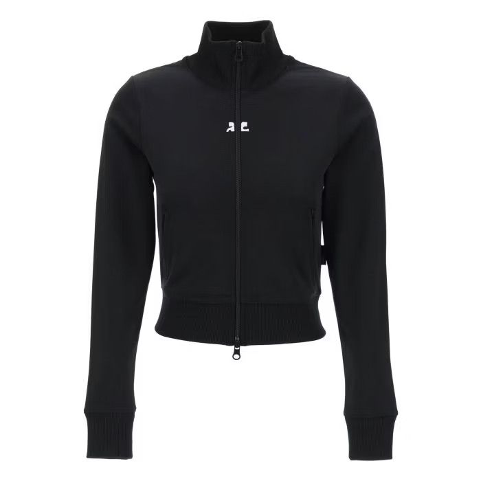 image of Courreges O1S22I1N0424 Jersey Track Jacket In Black, Women's (Size XS)