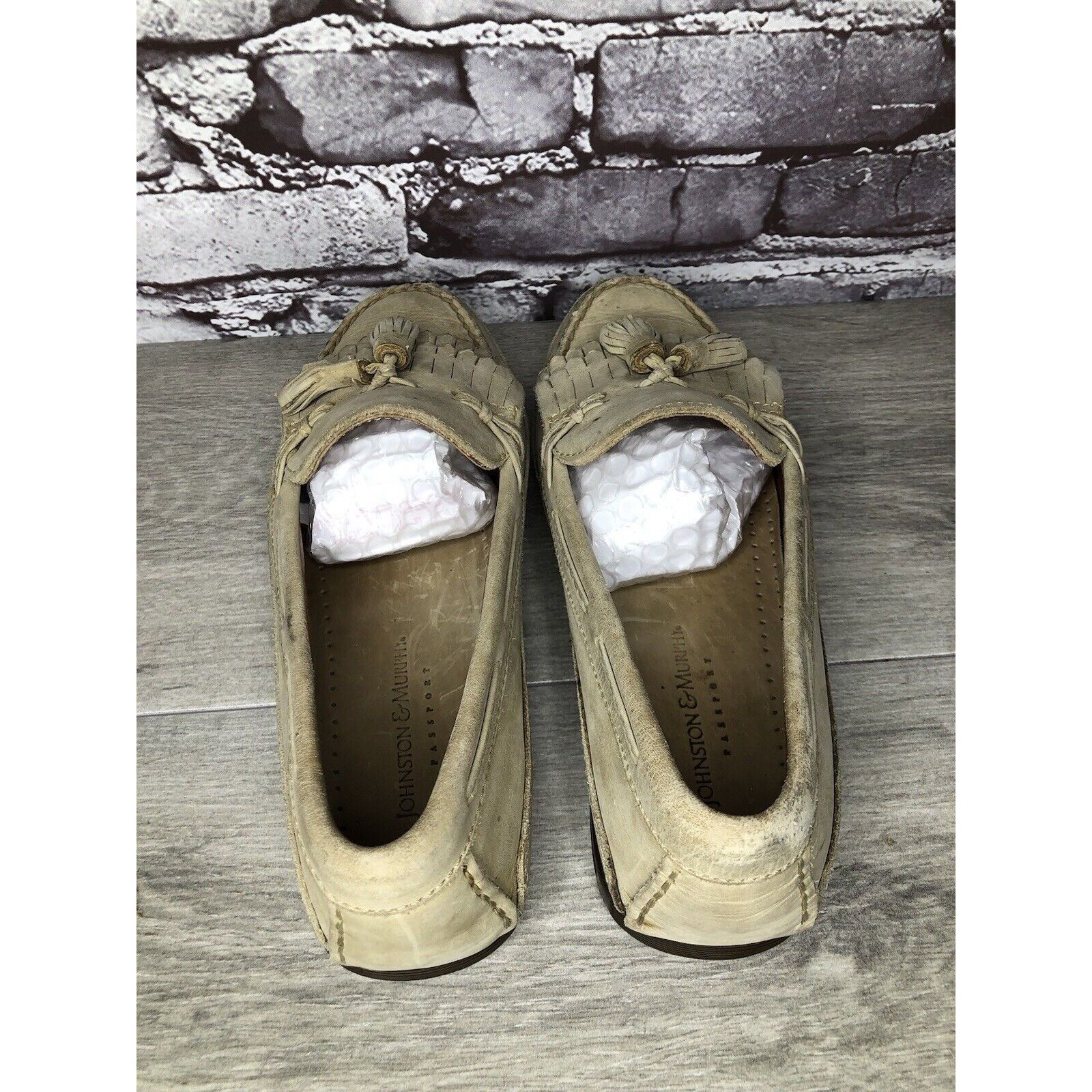 Johnston & Murphy Johnston Murphy Passport Beige Leather Tassel Kiltie Loafers Size US 8.5 / EU 41-42 - 20 Thumbnail