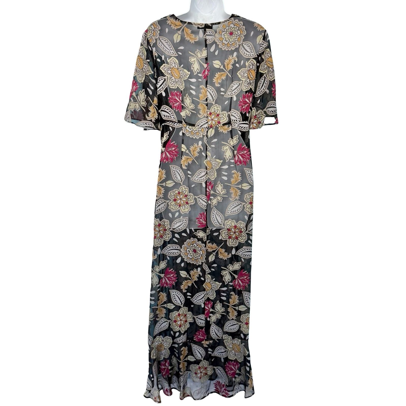 Rag & Bone Rag & Bone Black Floral Sheer V-Neck Maxi Dress S NO LINING Size S / US 4 / IT 40 - 5 Thumbnail