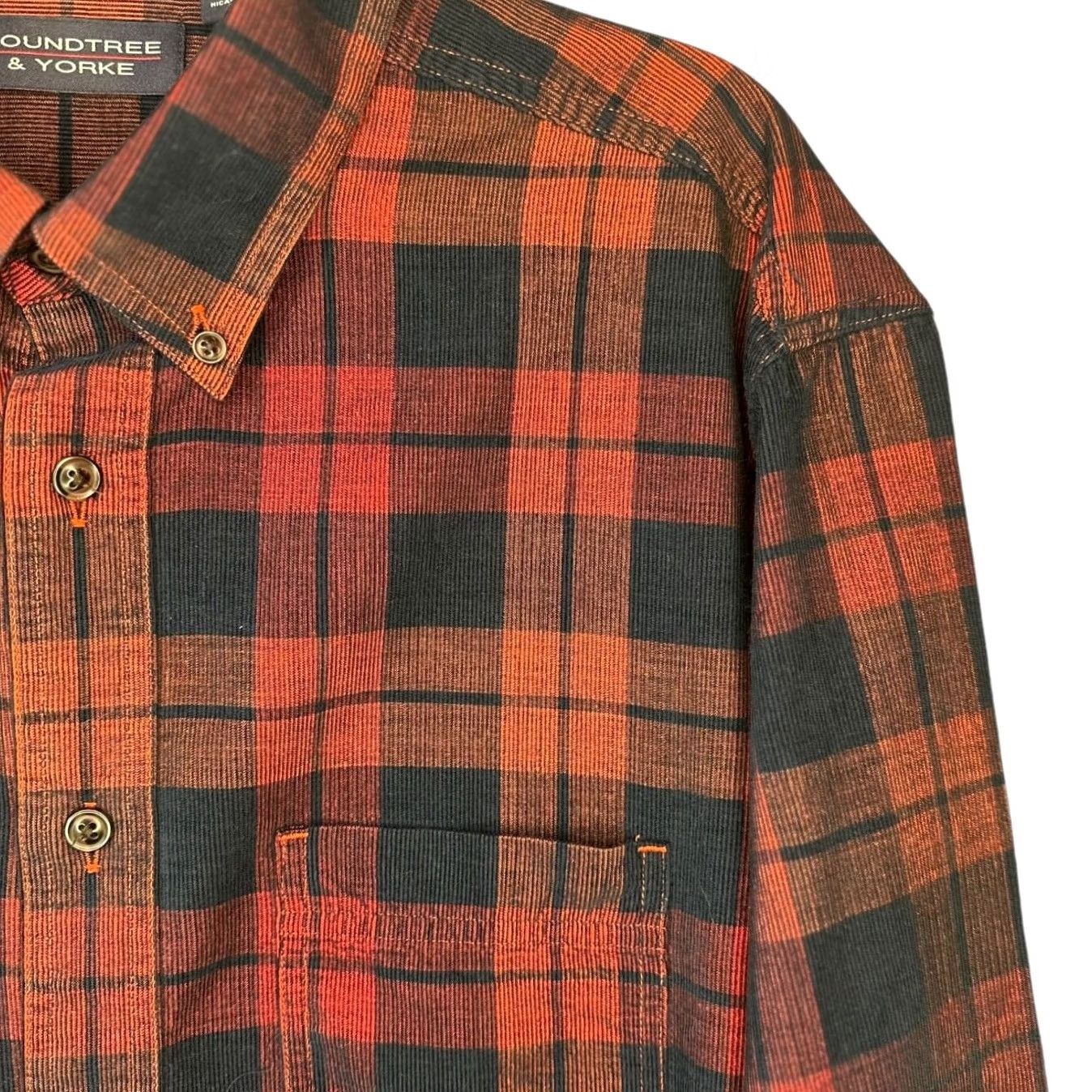 Roundtree & Yorke VINTAGE Roundtree & Yorke Plaid Flannel Button Down Shirt Men L Long Sleeve Red Size US L / EU 52-54 / 3 - 6 Thumbnail
