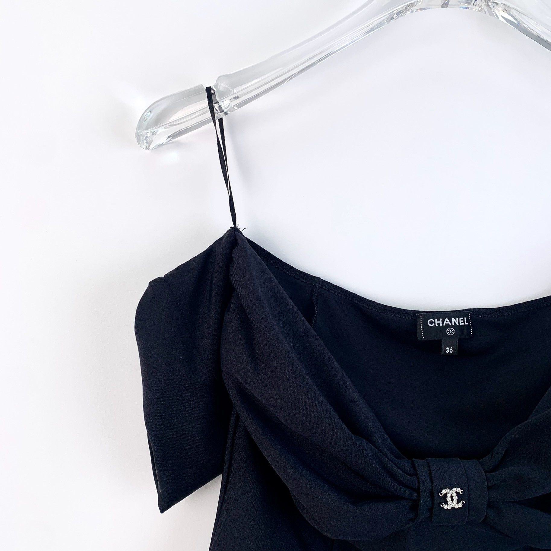 Chanel CW0408 Chanel Black Off-Shoulder Cropped Top Size XS / US 0-2 / IT 36-38 - 4 Thumbnail