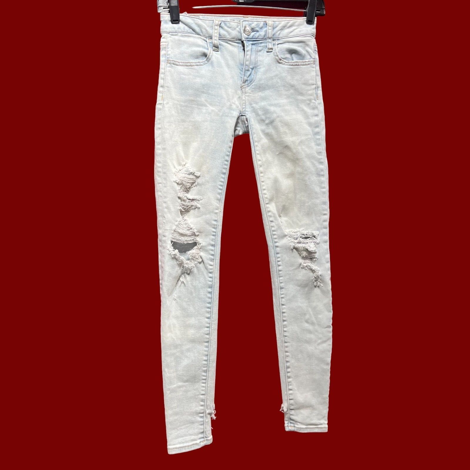 Other American Eagle - Women's Stretch Mid-Rise Skinny Jeans Distr Size 24" / US 00 / IT 34 - 13 Thumbnail