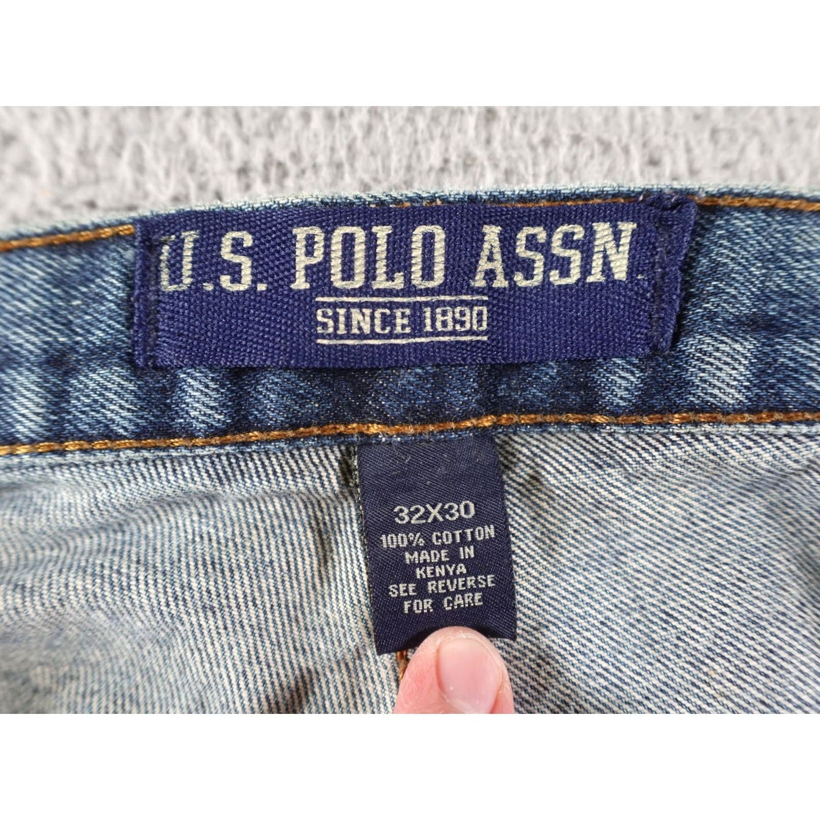 U.S. Polo Assn. VINTAGE US Polo Assn Jeans Mens 32x30 Blue Distressed Carpenter Skater Baggy Straight Pockets USA Flag 1890 Womens/Boys? Size US XS / EU 42 / 0 - 5 Thumbnail
