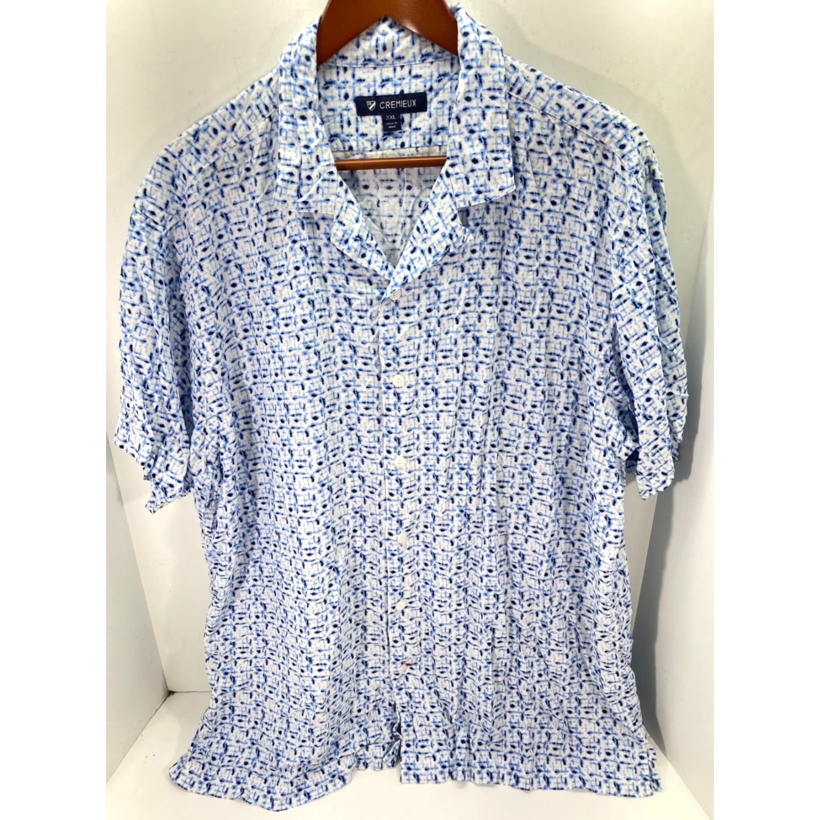Cremieux Cremieux Shirt Mens 2XL Western Button Up All Over Short Sleeve Blue White Size US XXL / EU 58 / 5 - 2 Thumbnail