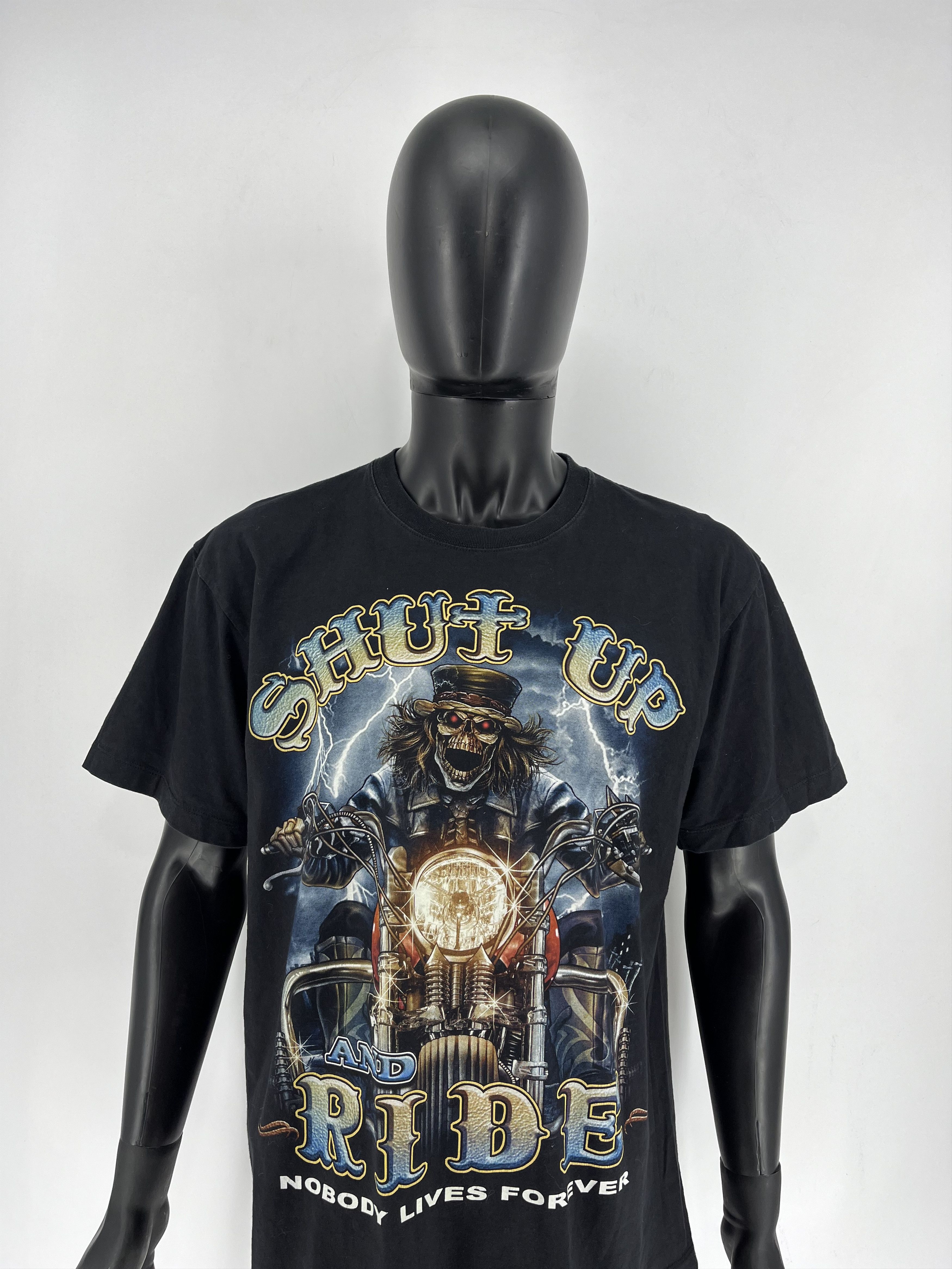 Other Vintage 90s Shut Up and RIDE Biker T-Shirt, Skeleton Comin Size US L / EU 52-54 / 3 - 1 Thumbnail