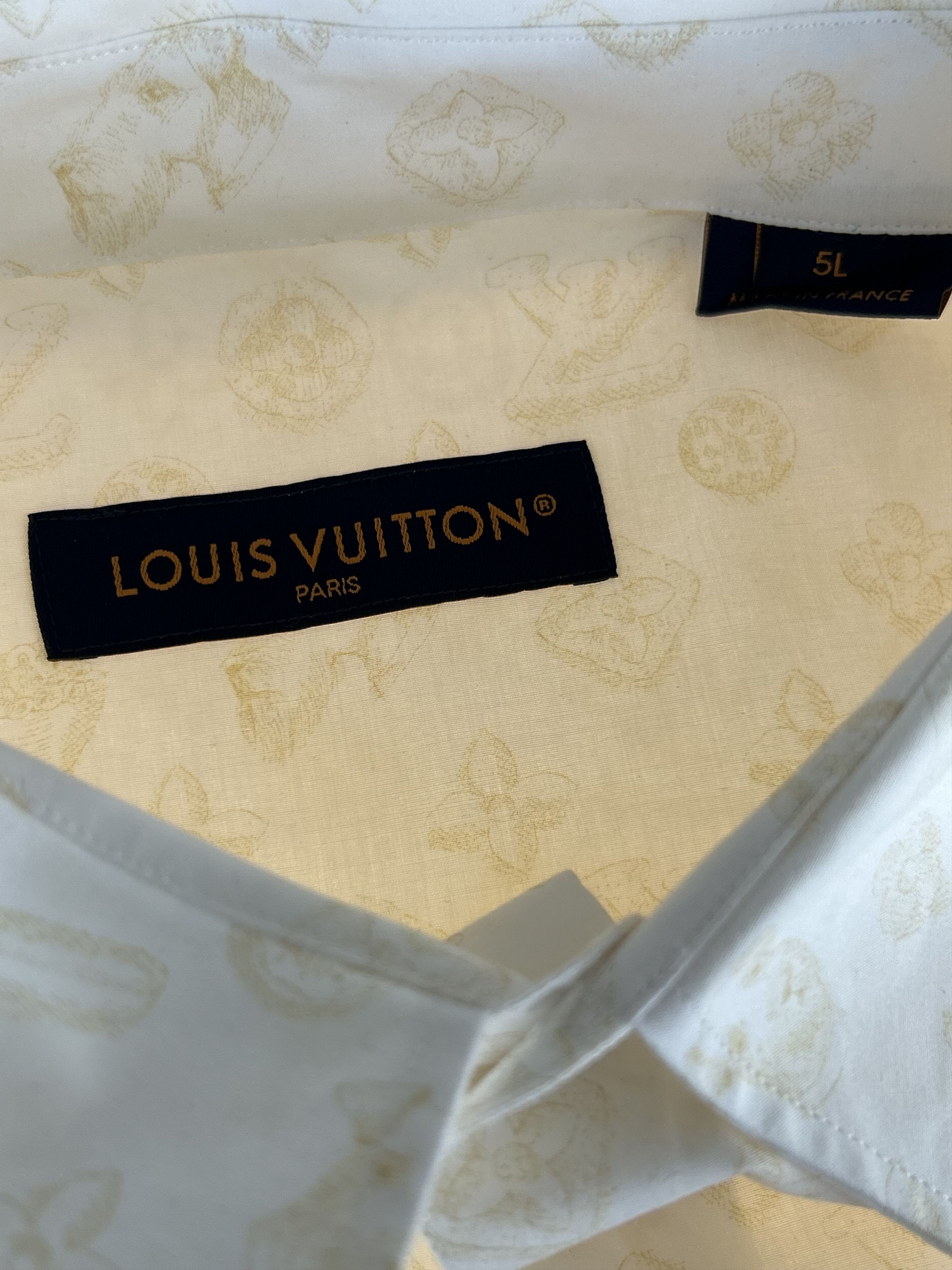 Louis Vuitton Louis Vuitton Tyler The Creator White & Beige Monogram Shirt Size US XXL / EU 58 / 5 - 3 Thumbnail
