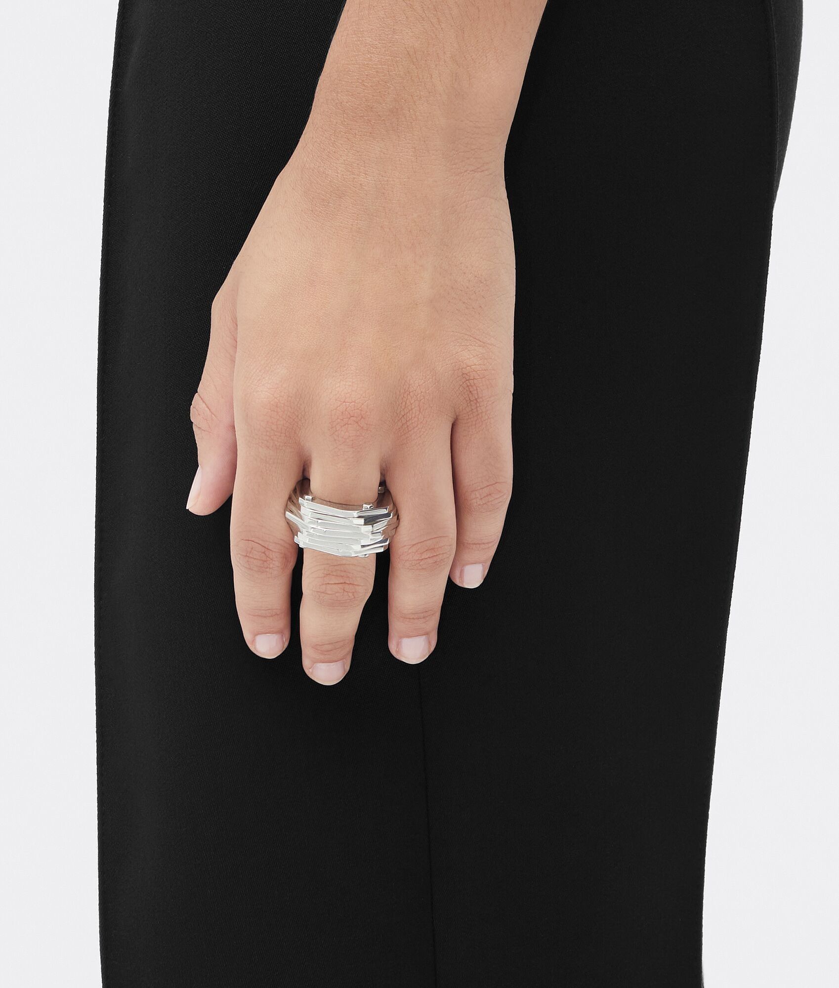 Bottega Veneta o1n1vont0425 Size: 17 / Unisex Layers Ring in Silver Size ONE SIZE - 3 Thumbnail