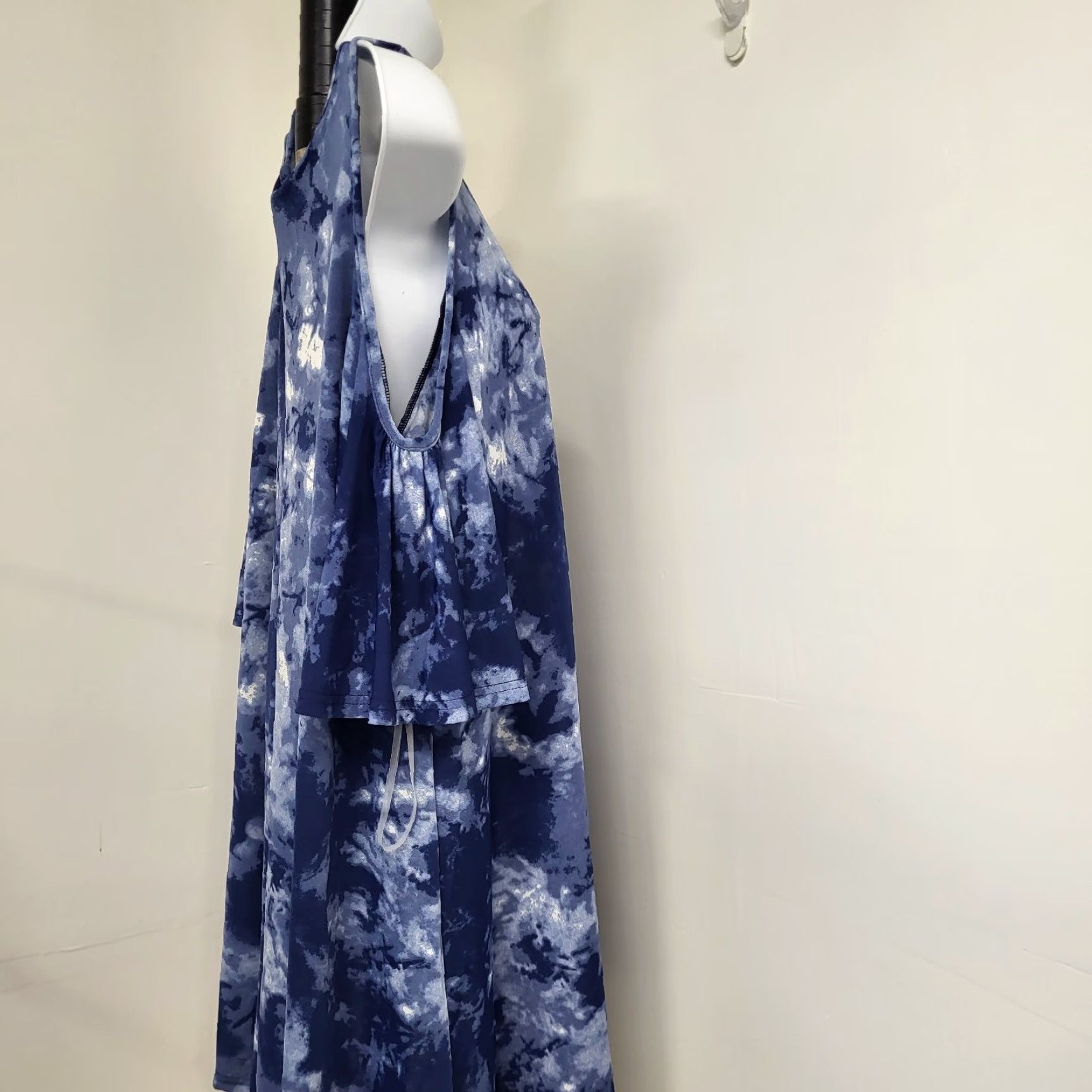 Vintage Lildy Blouse Women L/XL Cold Shoulder Tunic Top Tie Dye Blue White Floral Bohemian Beach Tropical 3/4 Sleeve Shirt Shirt Womens Ladies Clothing NWT Size L / US 10 / IT 46 - 6 Thumbnail