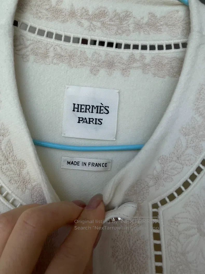Hermes Hermes Embroidered Patched Long Cashmere Coat Size XXS / US 00 / IT 34 - 4 Thumbnail