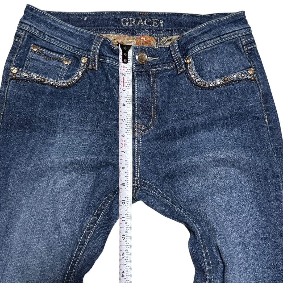 Grace in LA Grace in LA Rhinestone Pockets Jeans Women’s 8 (31x33.5) Size 31" - 10 Thumbnail