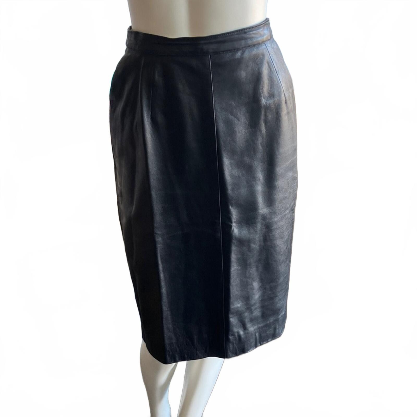 Vera Pelle Vera Pelle Elegant Black Leather Pencil Skirt Size 30" / US 8 / IT 44 - 1 Thumbnail
