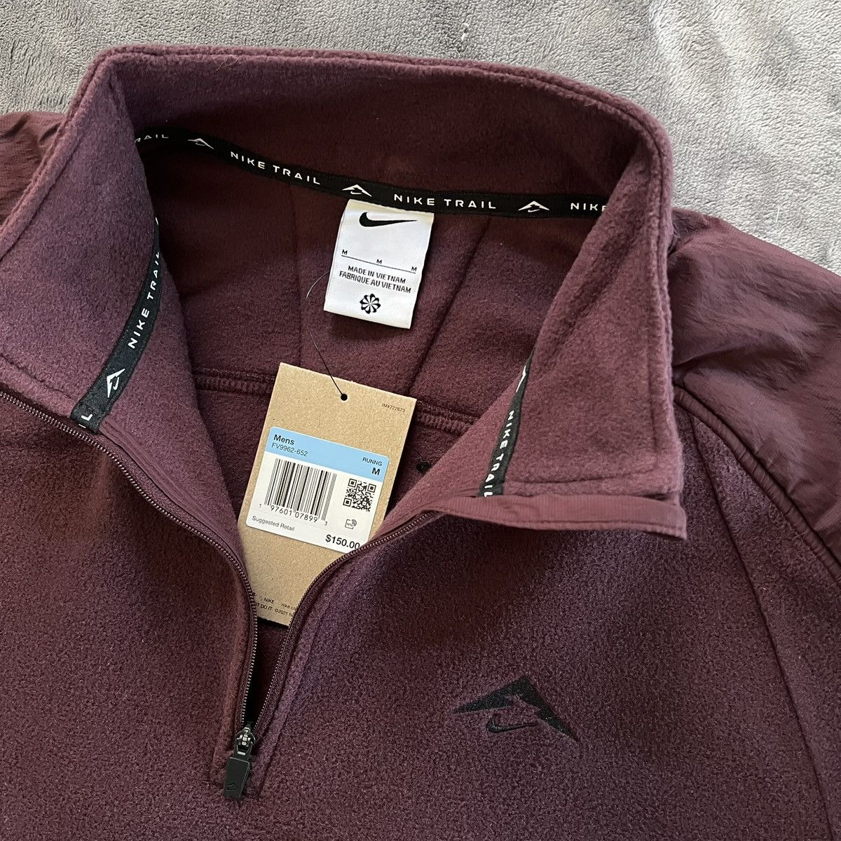 Nike Nike Trail Polartec 1/4-Zip Fleece Running Top - Burgundy Size US M / EU 48-50 / 2 - 2 Thumbnail