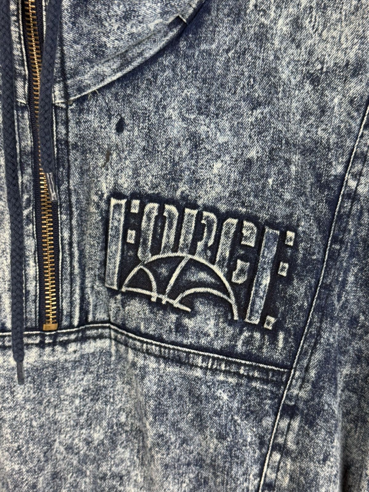 Nike 80s 90s Nike Acid Wash Denim Quarter Zip Jacket Blue ~L Size US L / EU 52-54 / 3 - 3 Thumbnail
