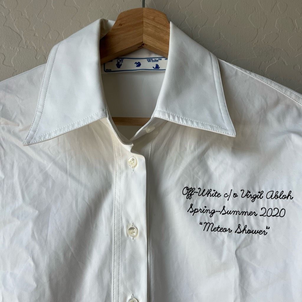 Off-White Off-White Top Embroidered Poplin Long Sleeve Draped Button U Size XS / US 0-2 / IT 36-38 - 5 Thumbnail