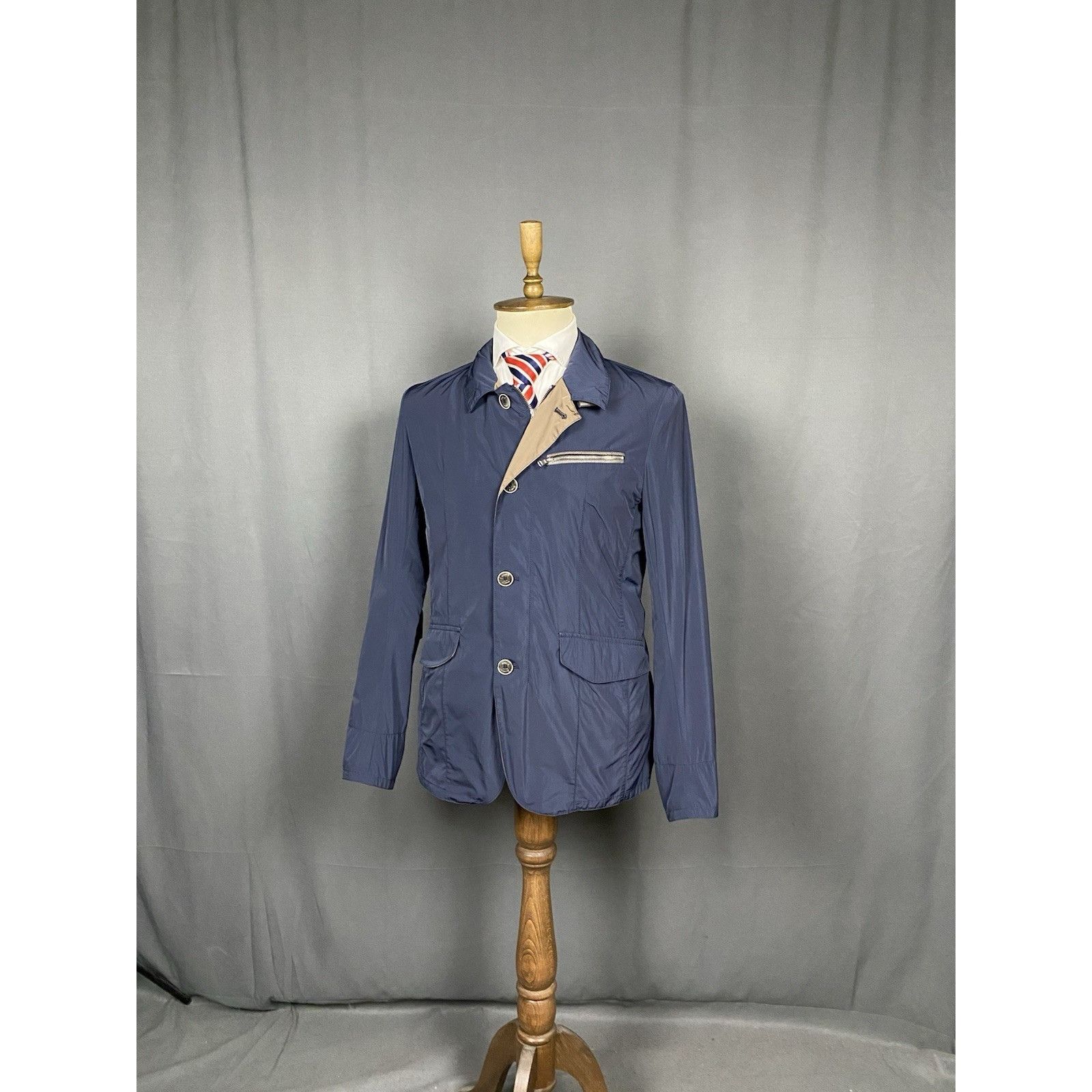 Gimo's Gimo's Men's Blue Lightweight utility Sportcoat Nylon Jacket Size US M / EU 48-50 / 2 - 4 Thumbnail
