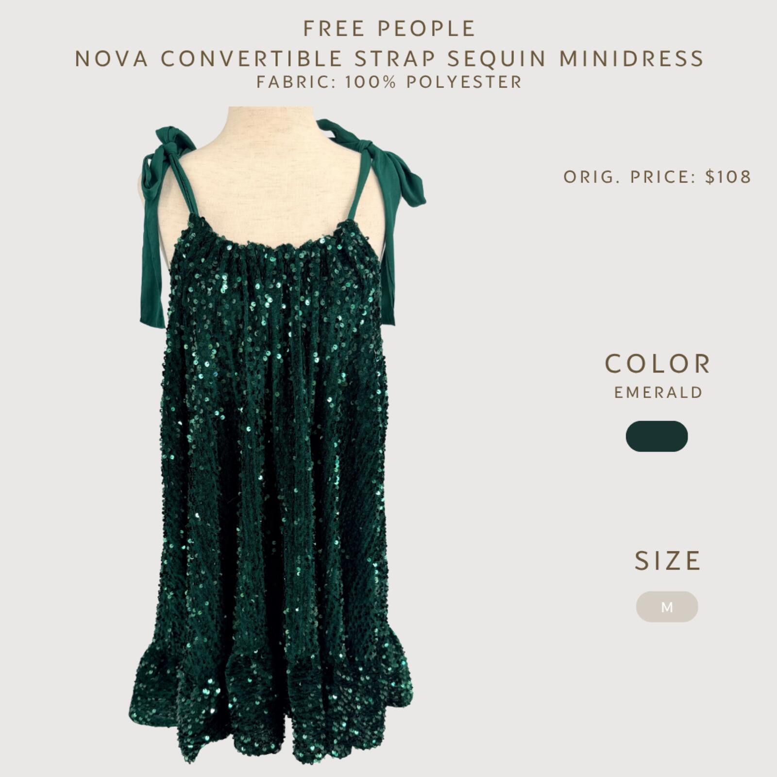 Free People Free People Nova Sequin Mini Dress Emerald M Size M / US 6-8 / IT 42-44 - 2 Thumbnail