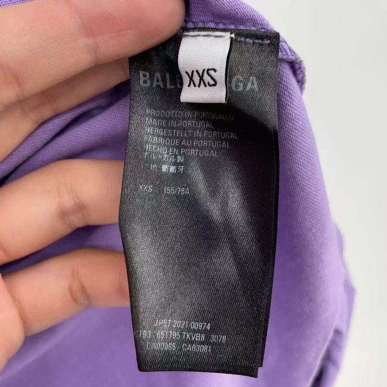 Balenciaga Balenciaga Eggplant Purple Ripped Letter Short Sleeve Size US XXS / EU 40 - 4 Thumbnail