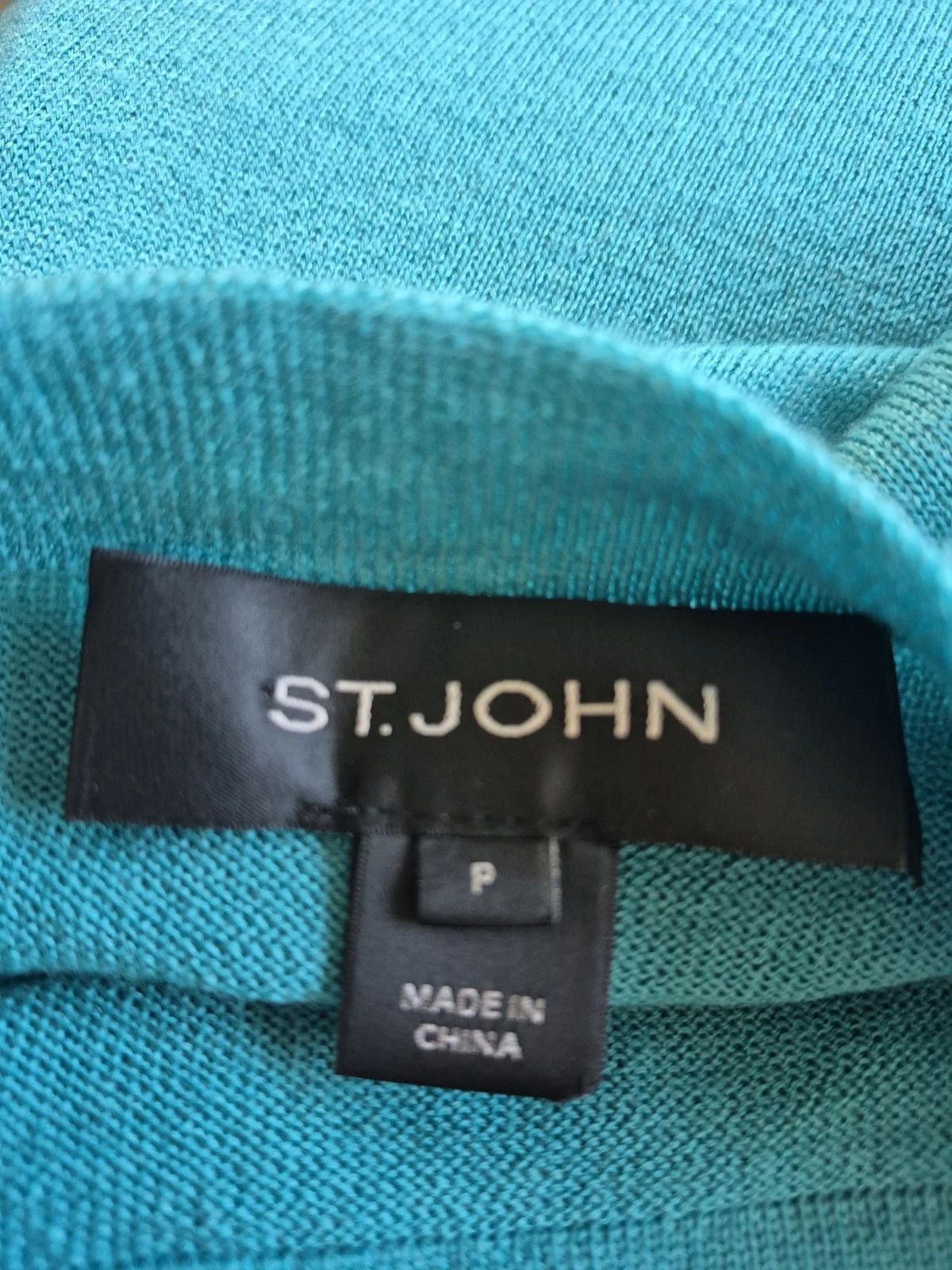 St. John Sweater Turquoise 100% Wool Long Slv Asymmetrical Hem Size P Size S / US 4 / IT 40 - 4 Thumbnail