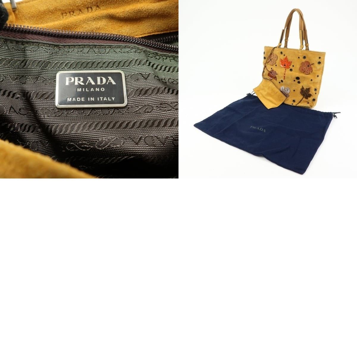 Prada Prada Maple Motif Suede Tote Tan Size ONE SIZE - 8 Thumbnail