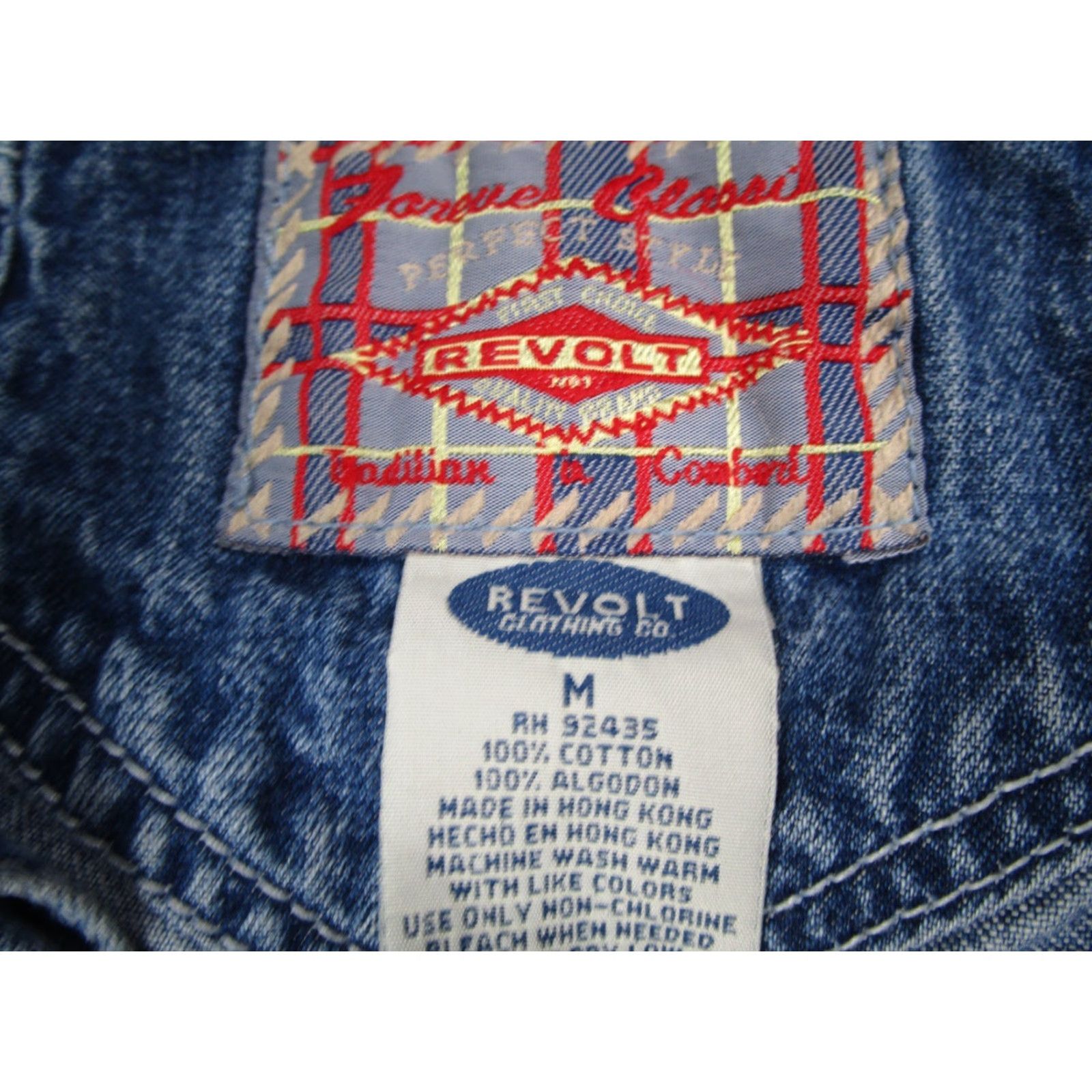 Denime VINTAGE Revolt Denim Overalls Women M Blue Bib 100% Cotton Striped Trim 90s Overall Size 32" / US 10 / IT 46 - 3 Thumbnail