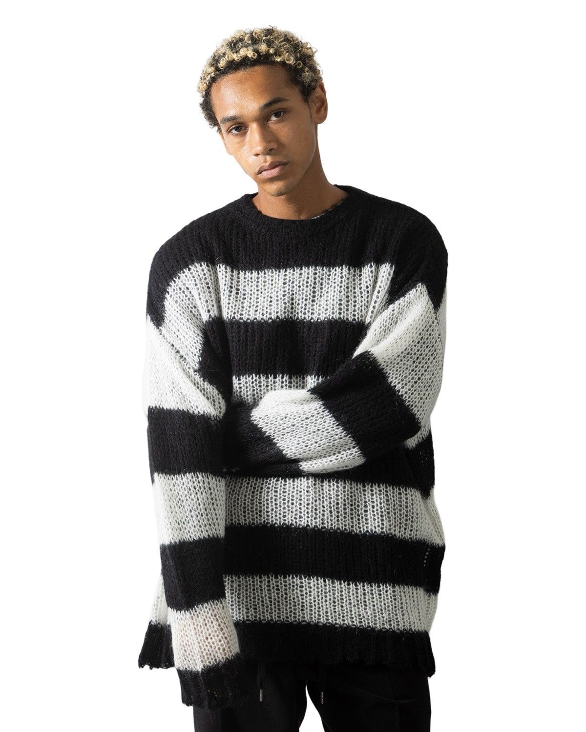 Number (N)ine Number (N)ine Mohair Striped Knit Pullover Sweater Size US L / EU 52-54 / 3 - 7 Thumbnail