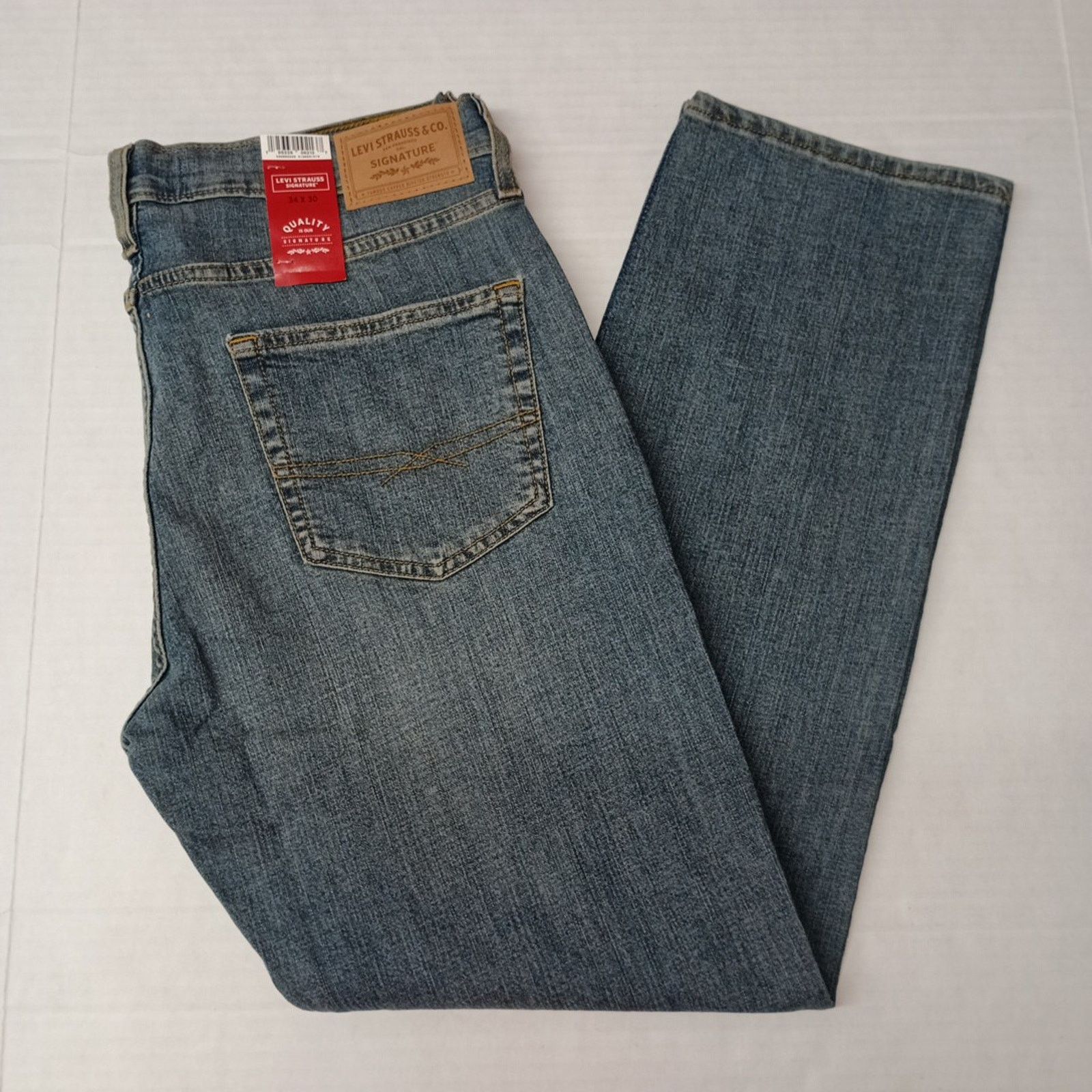 Levi's Signature By Levi Straight Jeans Men's 34x30 Blue Cotton Size US 34 / EU 50 - 1 Thumbnail