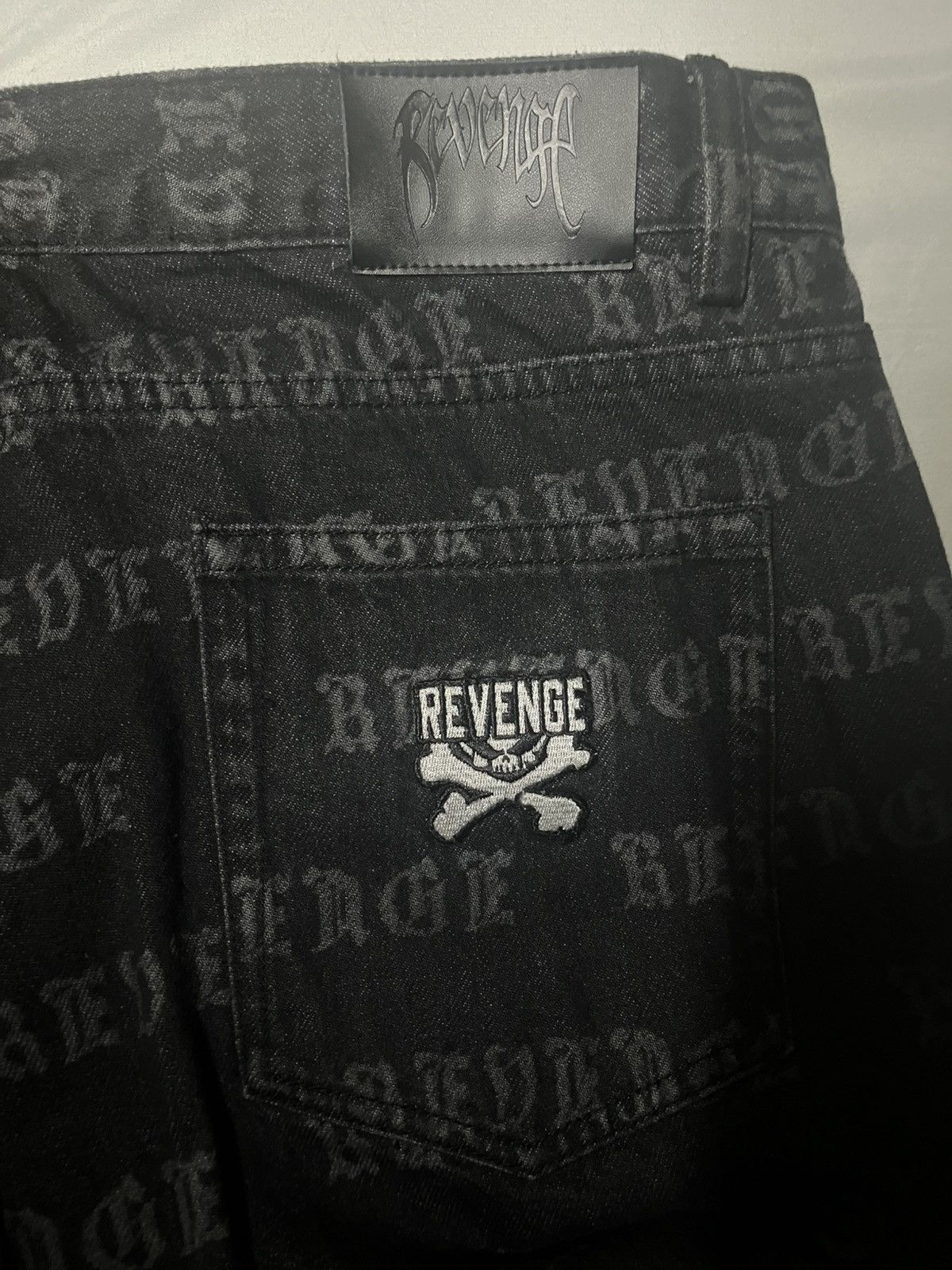 Revenge REVENGE ALLOVER LOGO DENIM PANT BLACK Size US 36 / EU 52 - 3 Thumbnail