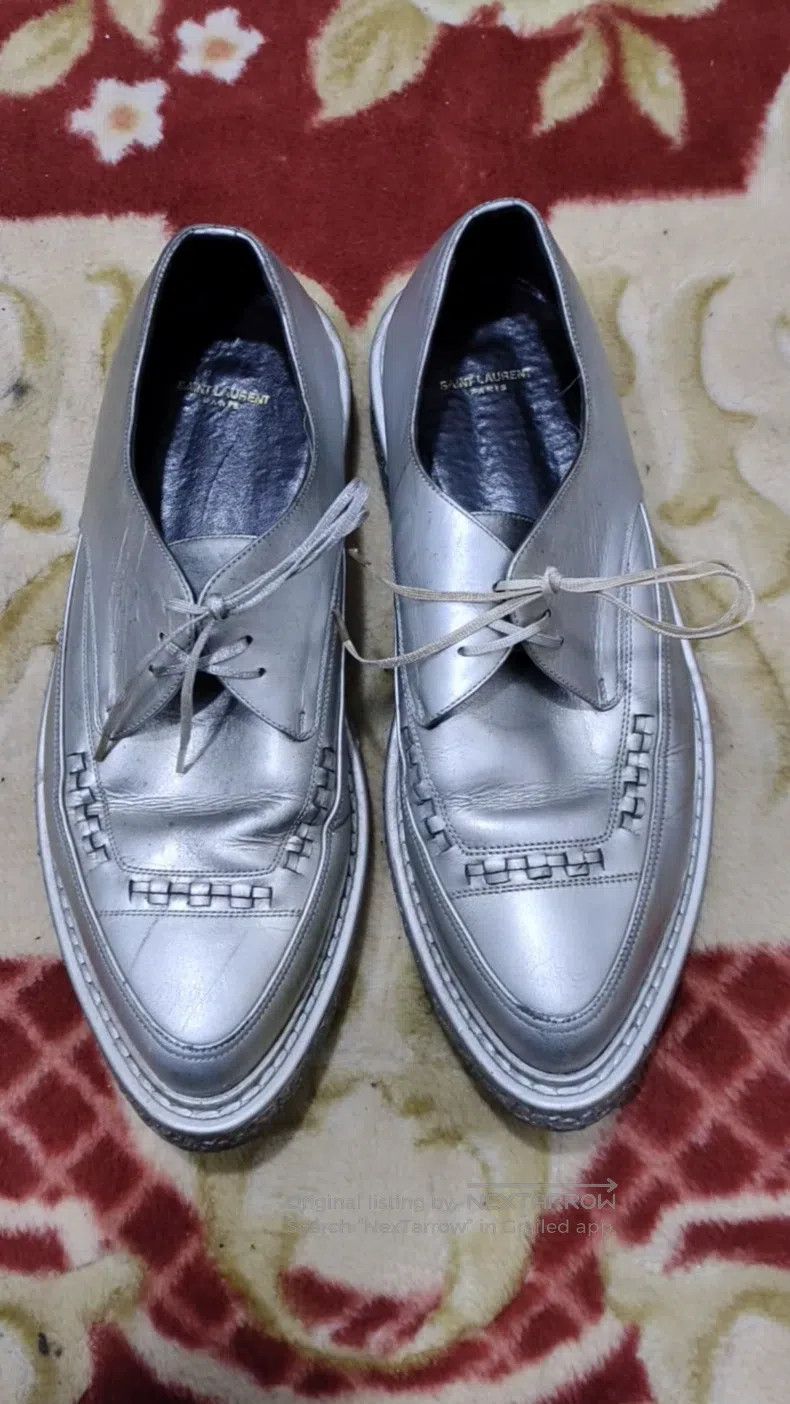 Saint Laurent Paris Silver Wedge Shoes