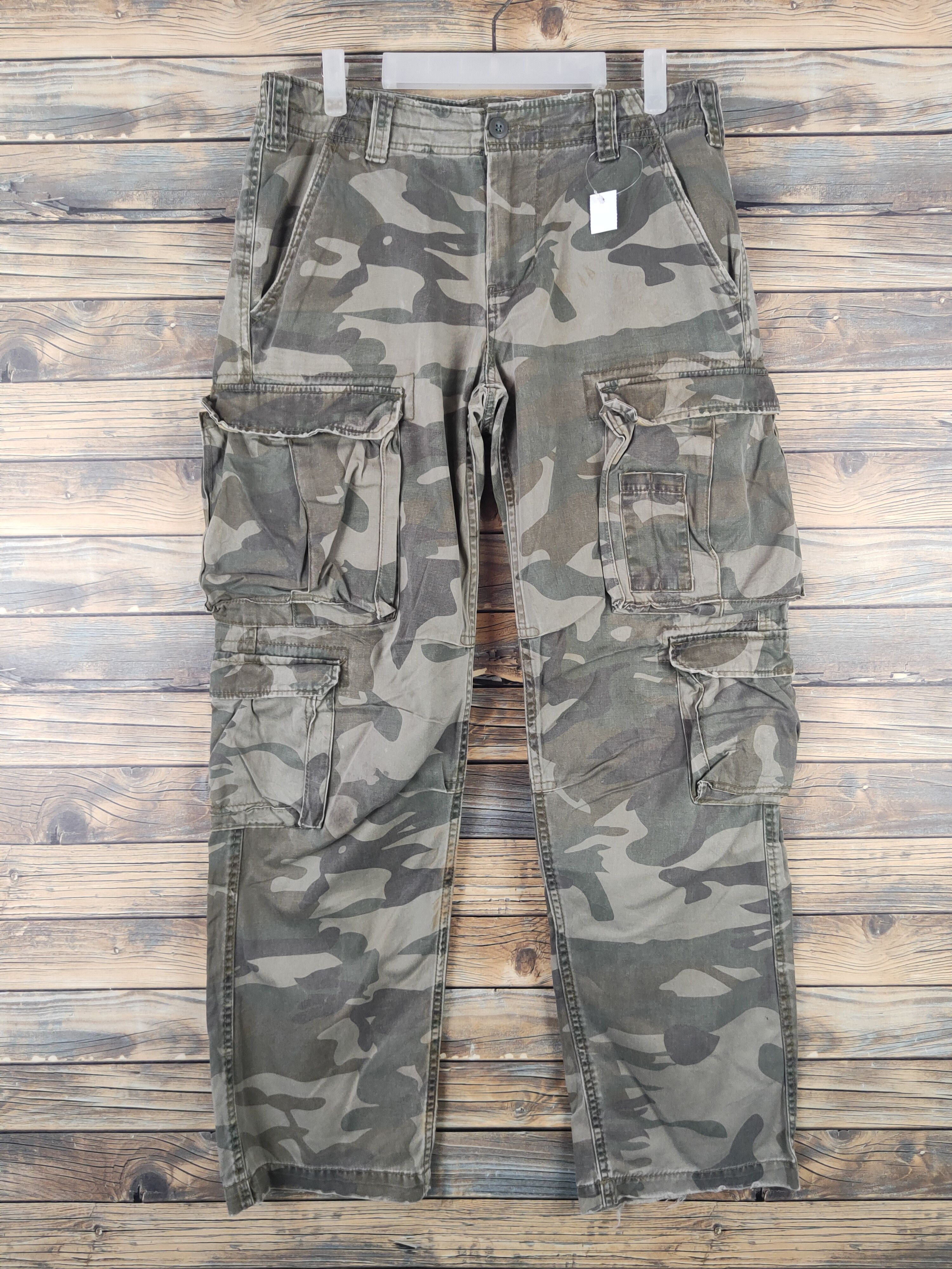 Japanese Brand DL Real Crush Camouflage Multipocket Cargo Pants #46-250T Size US 33 - 1 Thumbnail